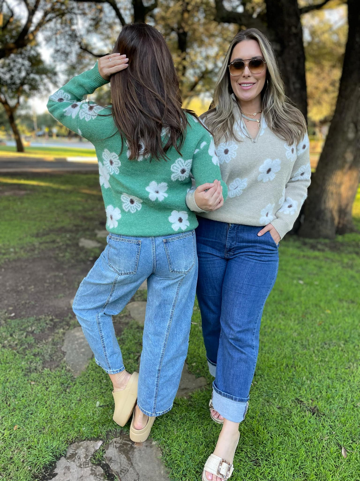 Flower Powered Half Zip Sweater in Four Colors-Womens-Stay Foxy Boutique, Florissant, Missouri