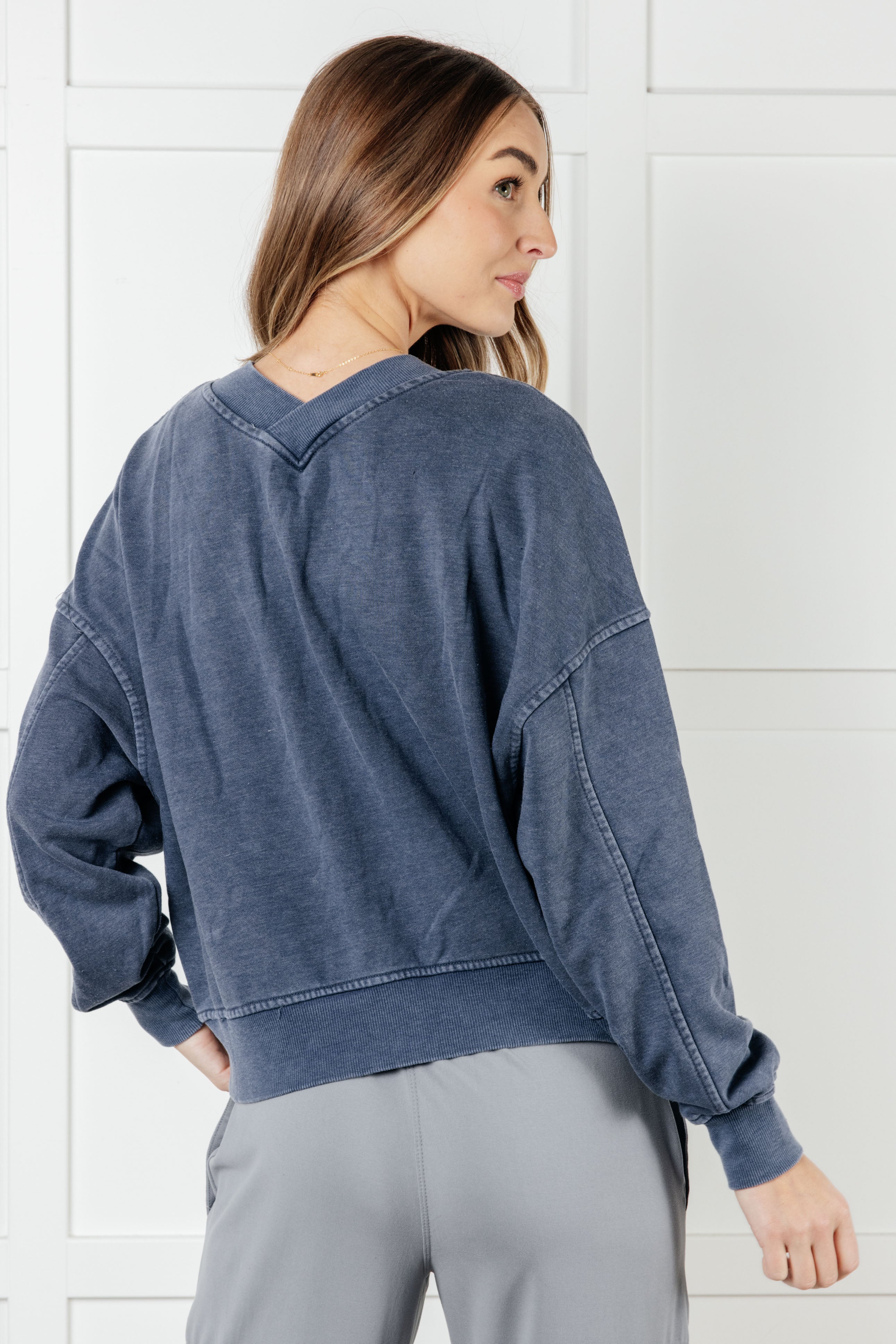 Rep Ready Mineral Wash French Terry Pullover in Blue-Athleisure-Stay Foxy Boutique, Florissant, Missouri
