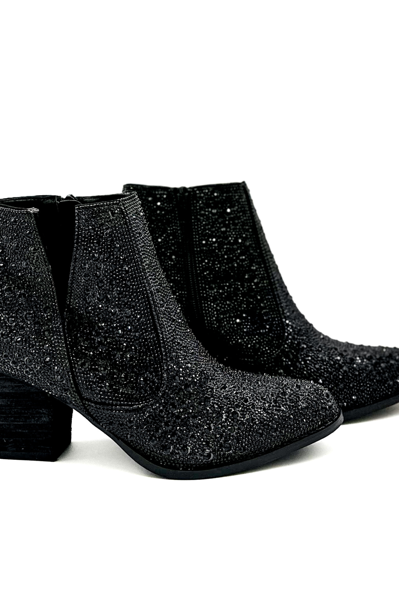 Shine Star Rhinestone Bootie in Black-Shoes-Stay Foxy Boutique, Florissant, Missouri