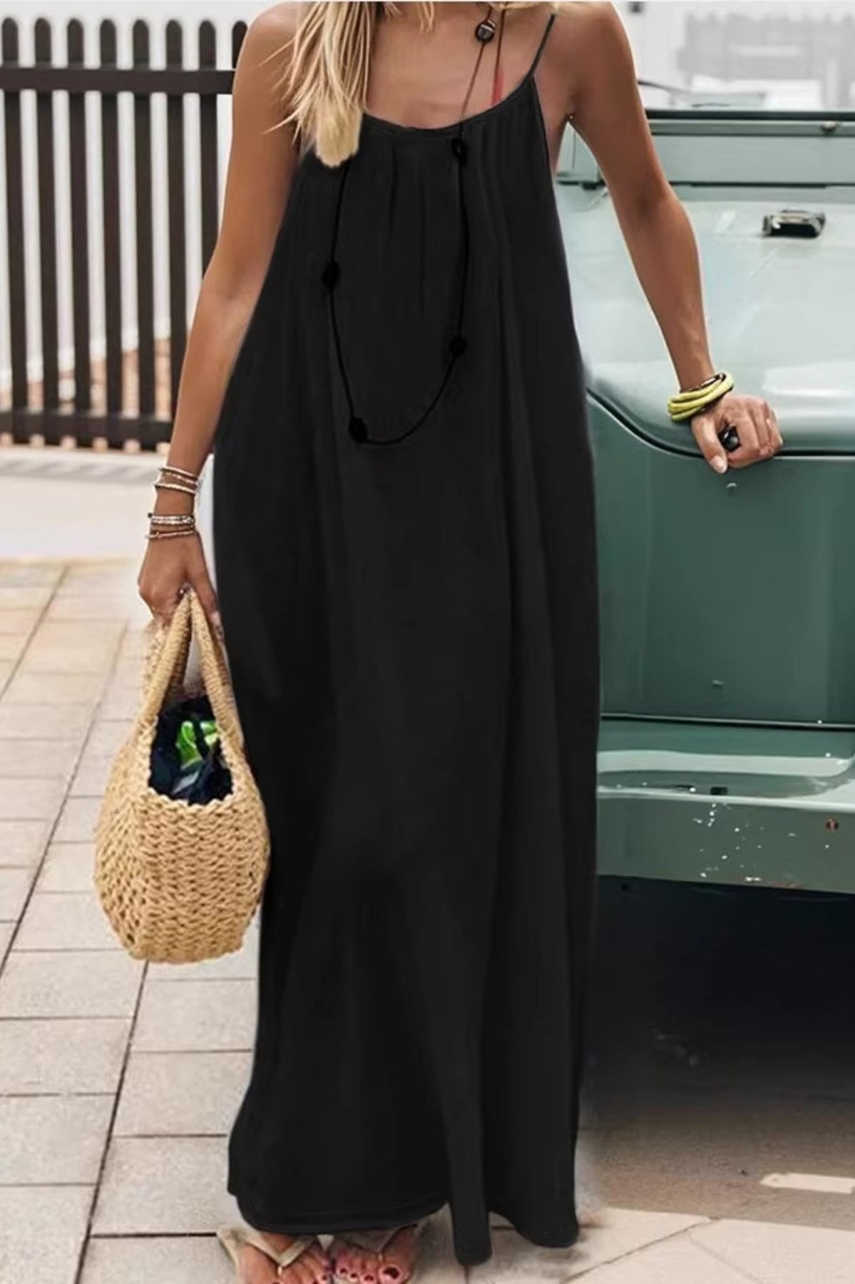 Full Size Backless Scoop Neck Maxi Dress Plus Size-Stay Foxy Boutique, Florissant, Missouri
