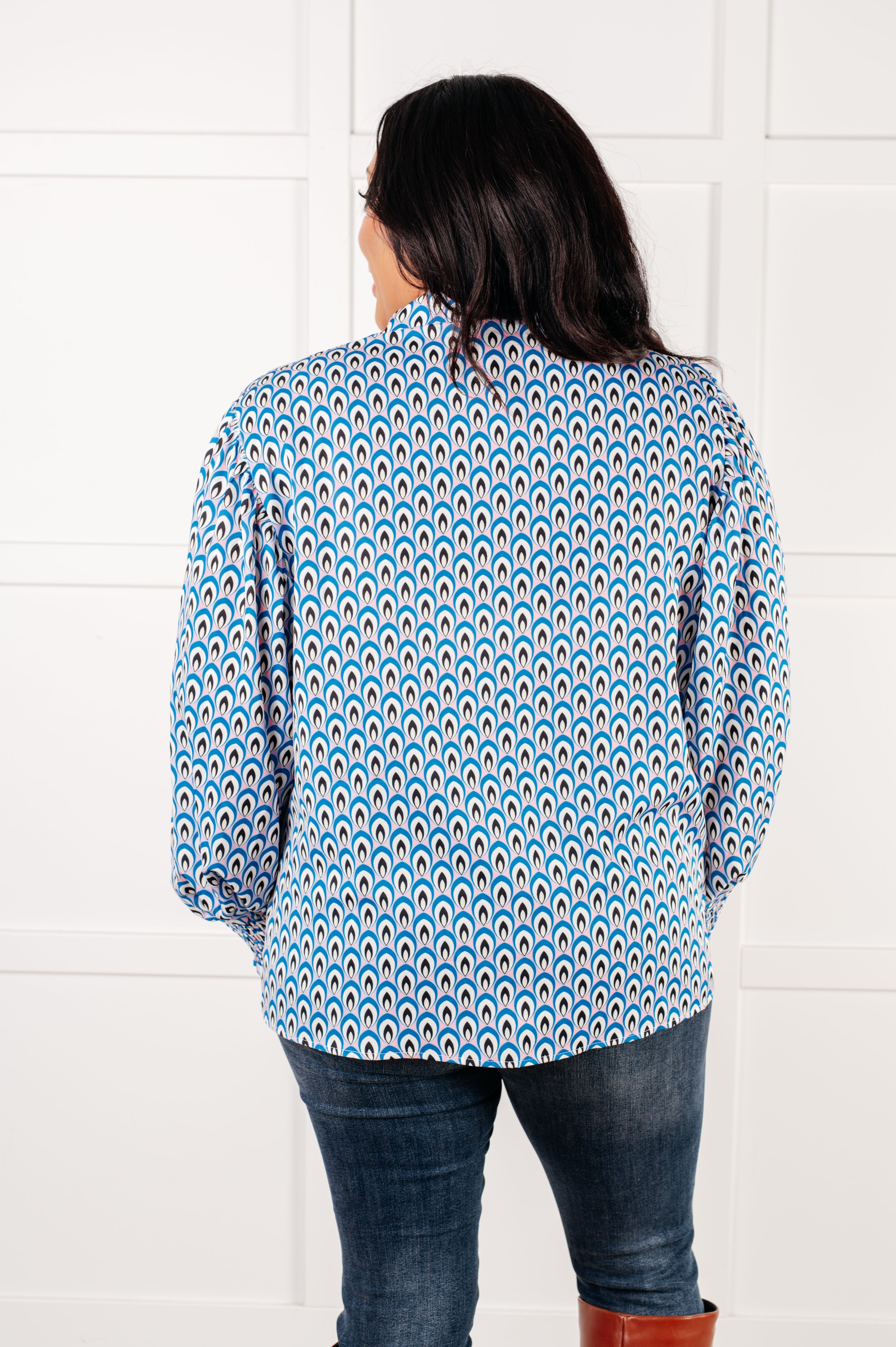 Skies Above Patterned Button Up Shirt-Tops-Stay Foxy Boutique, Florissant, Missouri