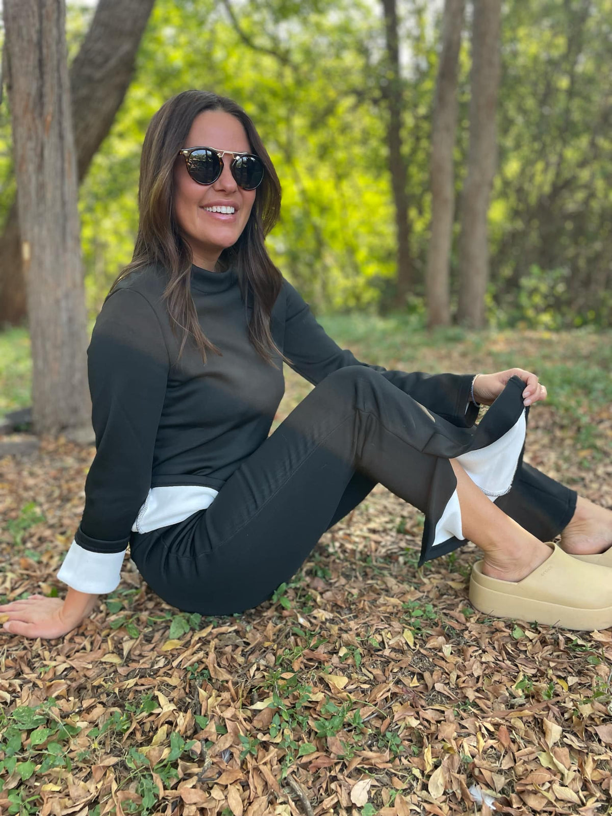 Cuddle: Up Fleece Lined Flares in Black-Womens-Stay Foxy Boutique, Florissant, Missouri
