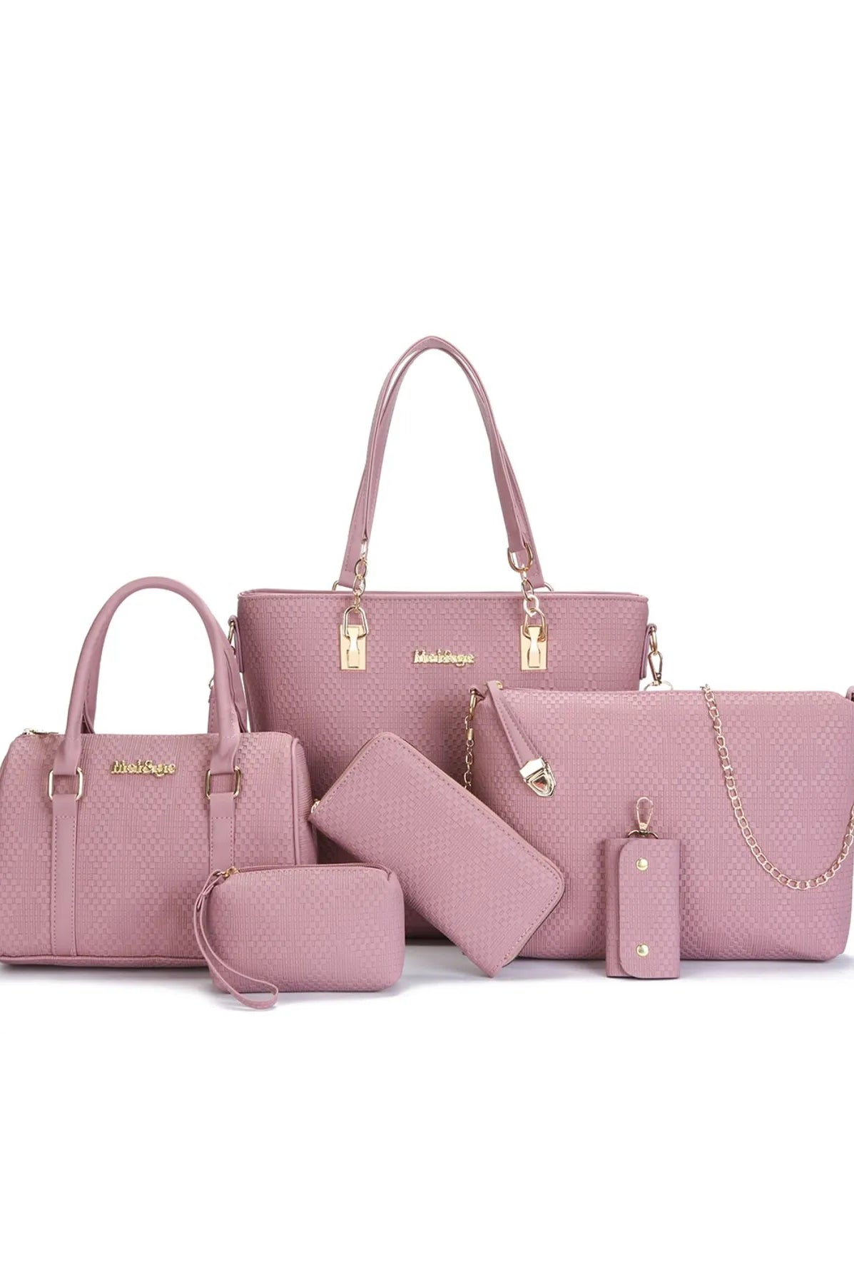 6-Piece Leather Textured Bag Set-Stay Foxy Boutique, Florissant, Missouri