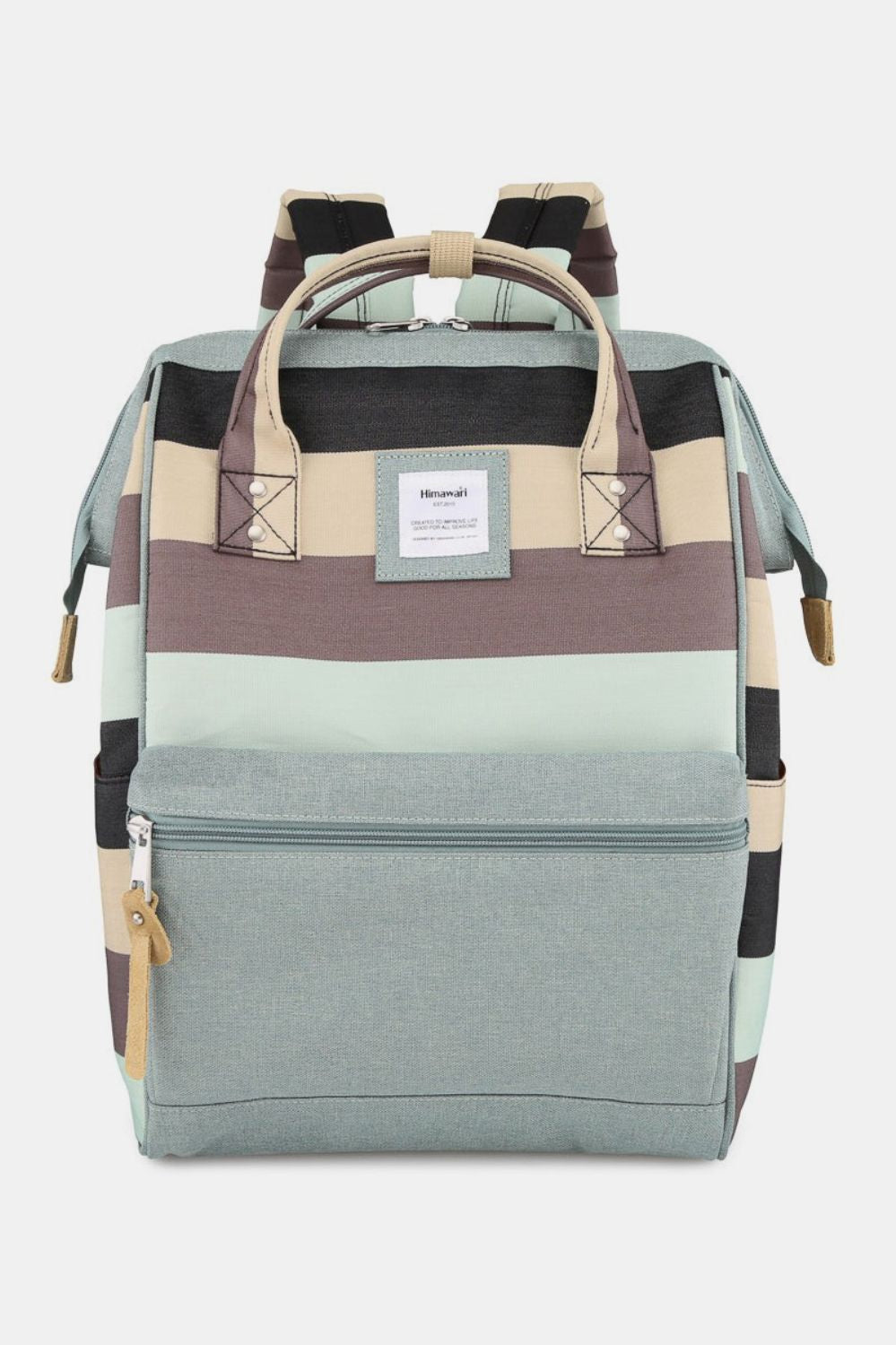 Himawari Striped Waterproof Nylon Backpack Bag with Side Pockets-Stay Foxy Boutique, Florissant, Missouri