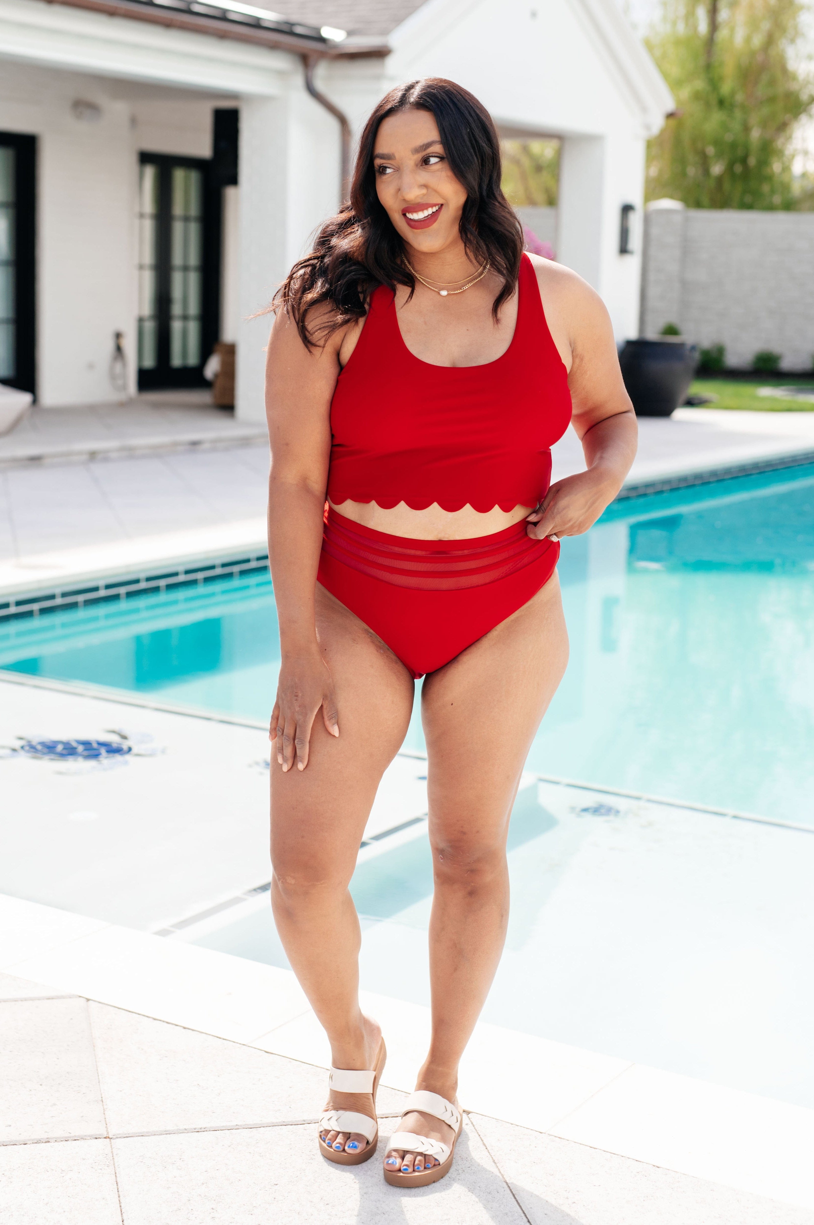 Tonga Scalloped Swim Top-Swimwear-Stay Foxy Boutique, Florissant, Missouri