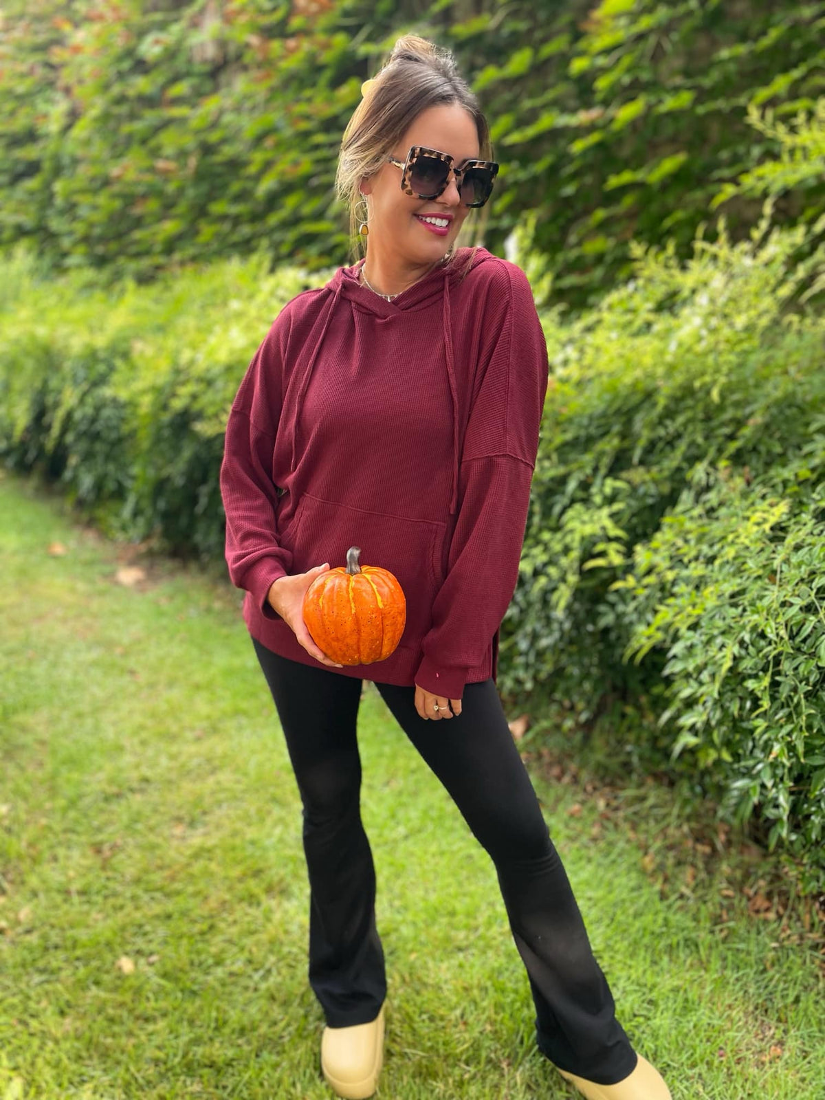 Best Selling Touch Of Fall Thermal Hoodie in Five Colors-Womens-Stay Foxy Boutique, Florissant, Missouri