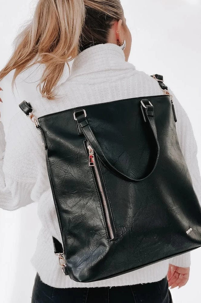 PREORDER: Upper East Side Vegan Leather Backpack & Crossbody Tote Bag in Three Colors-Womens-Stay Foxy Boutique, Florissant, Missouri