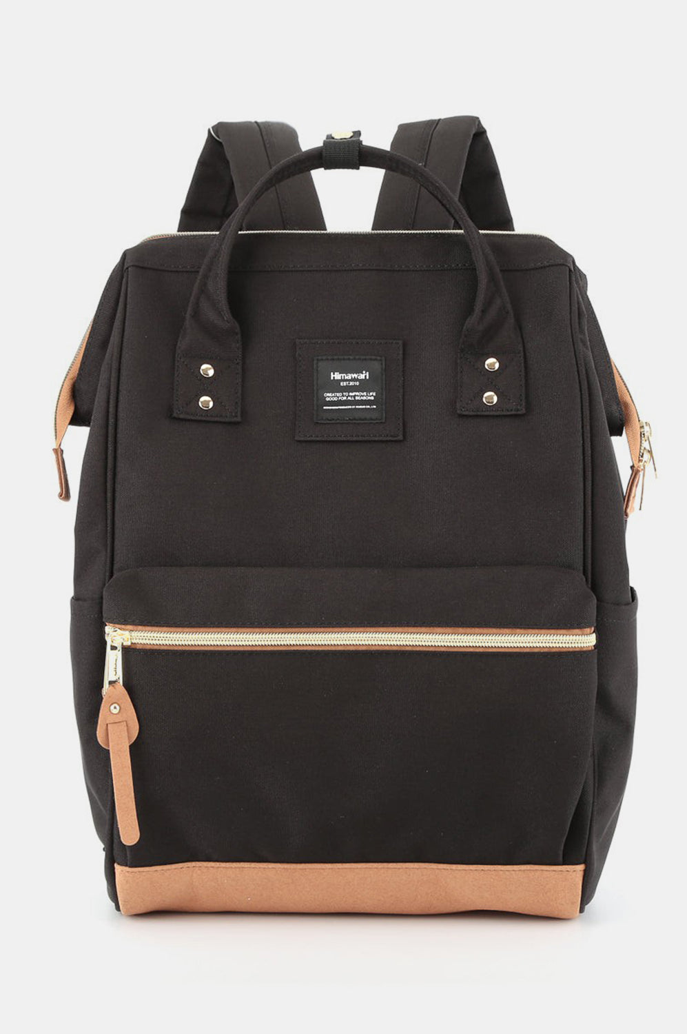 Himawari Contrast Waterproof Canvas Backpack Bag with Side Pockets-Stay Foxy Boutique, Florissant, Missouri