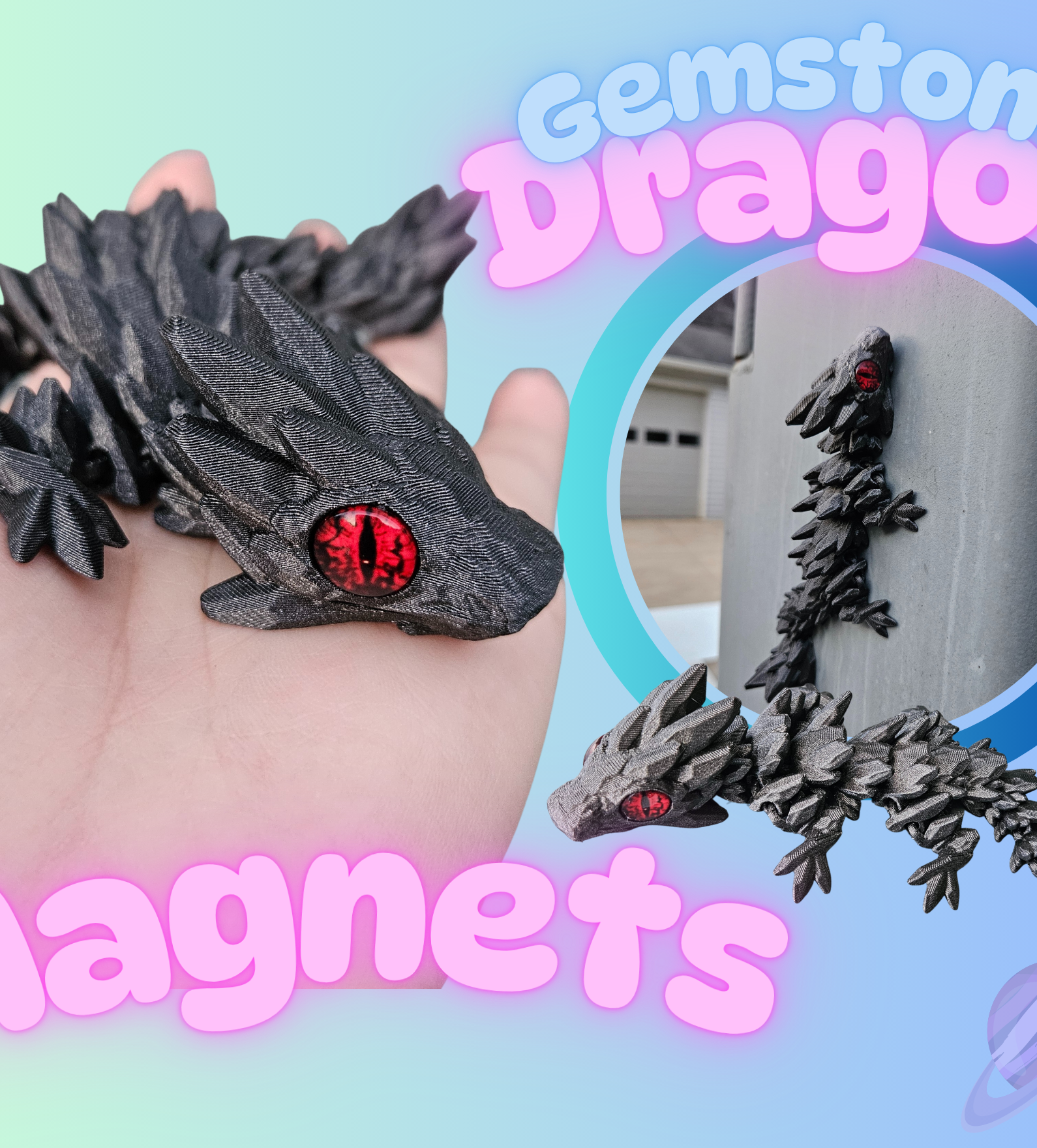 GEMSTONE DRAGON- 3D PRINTED MAGNETS-Stay Foxy Boutique, Florissant, Missouri