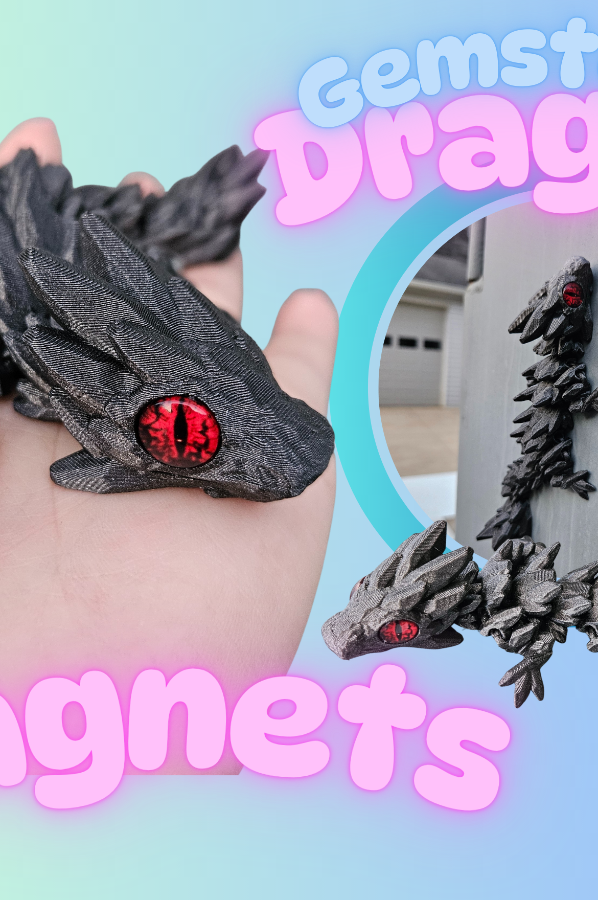 GEMSTONE DRAGON- 3D PRINTED MAGNETS-Stay Foxy Boutique, Florissant, Missouri