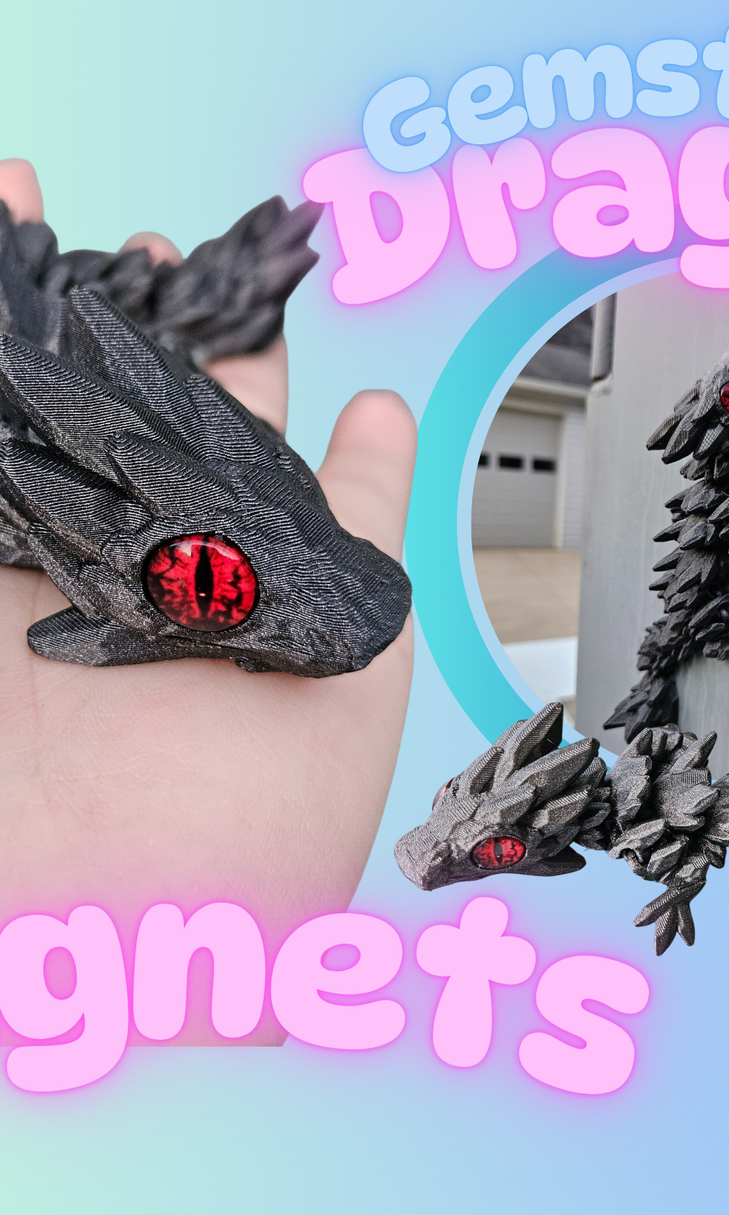 GEMSTONE DRAGON- 3D PRINTED MAGNETS-Stay Foxy Boutique, Florissant, Missouri