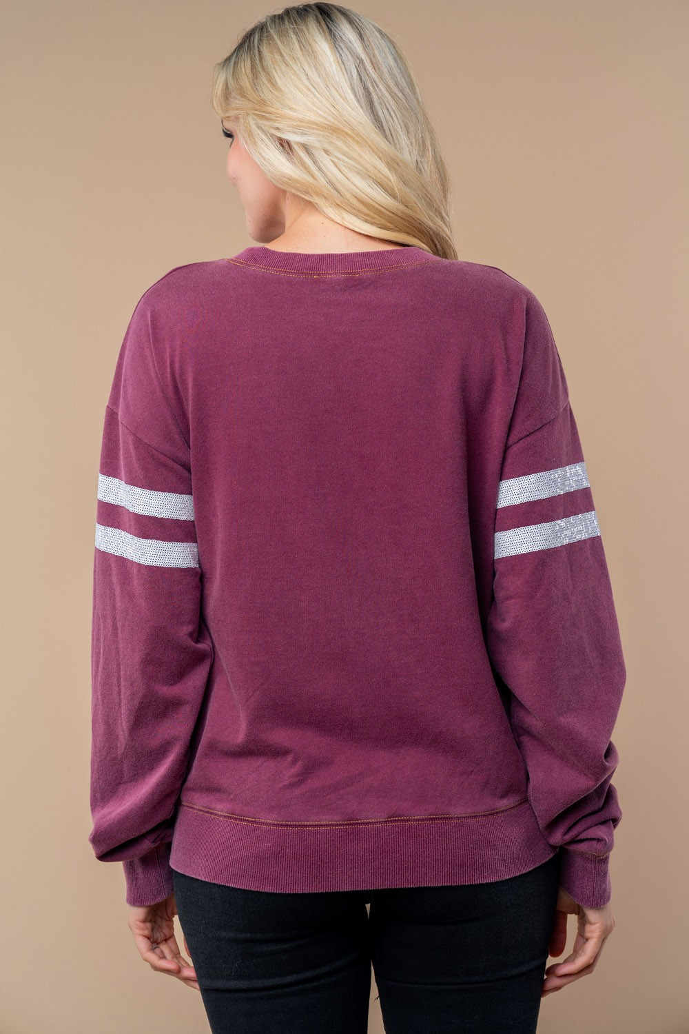 Sequin Football Long Sleeve Knit Top-Womens-Stay Foxy Boutique, Florissant, Missouri