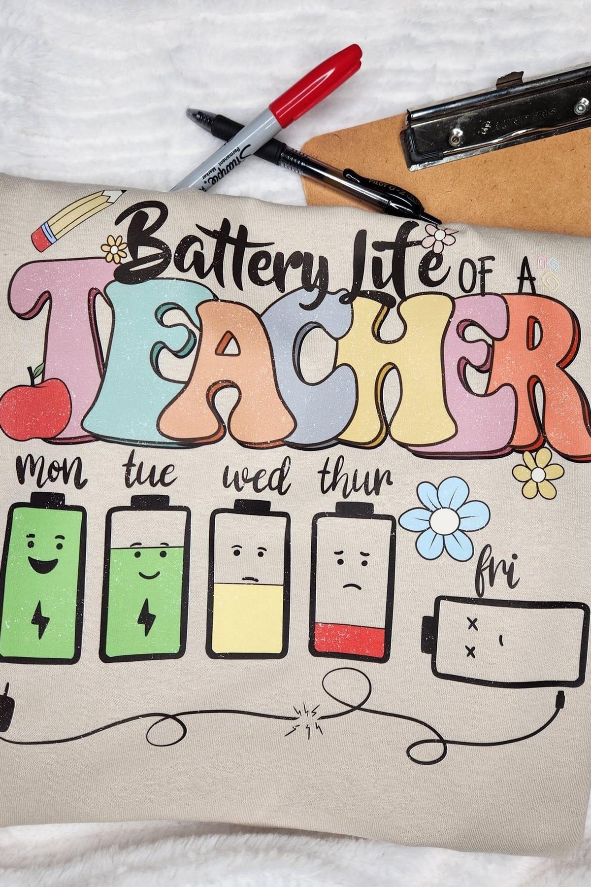 Teacher Battery Life Graphic T-Graphic T-Stay Foxy Boutique, Florissant, Missouri