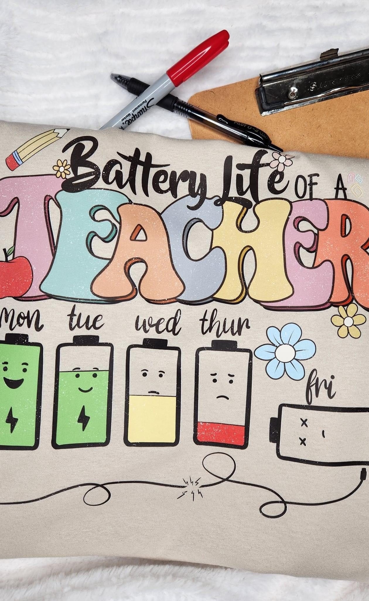 Teacher Battery Life Graphic T-Graphic T-Stay Foxy Boutique, Florissant, Missouri