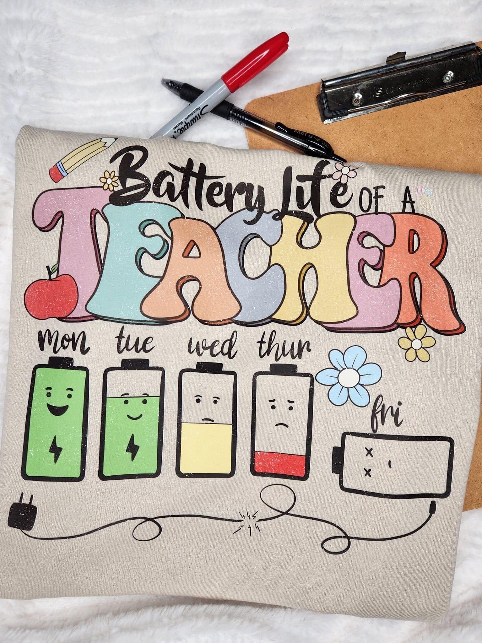 Teacher Battery Life Graphic T-Graphic T-Stay Foxy Boutique, Florissant, Missouri