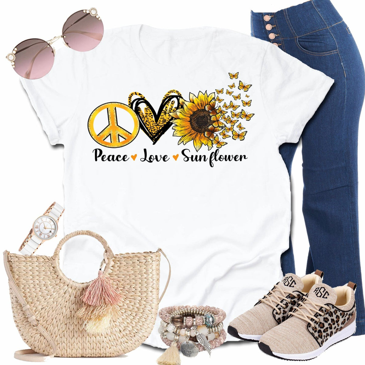 Peace And Love Graphic T-Graphic T-Stay Foxy Boutique, Florissant, Missouri