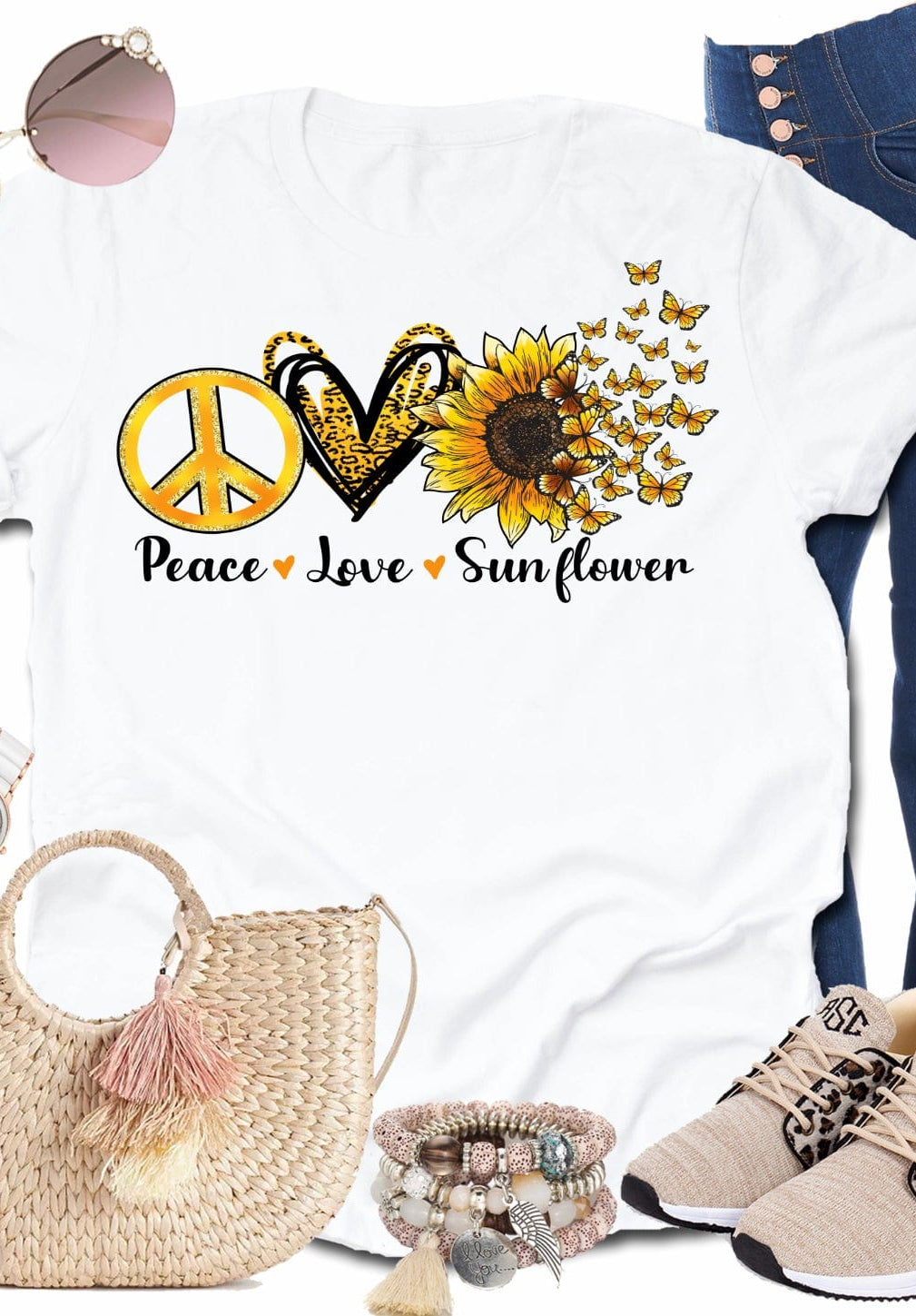 Peace And Love Graphic T-Graphic T-Stay Foxy Boutique, Florissant, Missouri