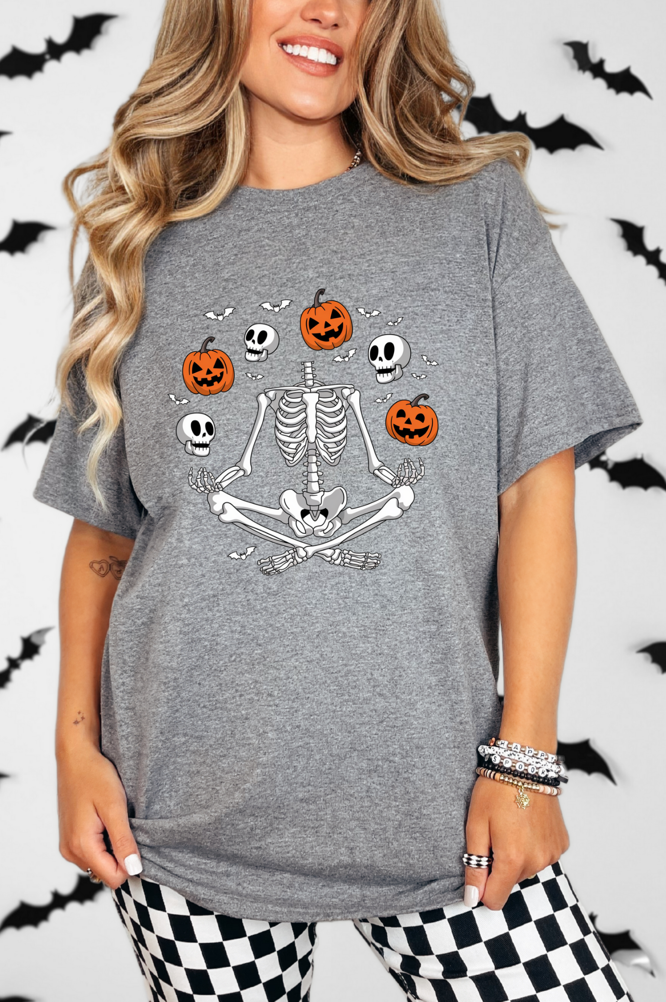 Juggling Skeleton Graphic Tee-Womens-Stay Foxy Boutique, Florissant, Missouri