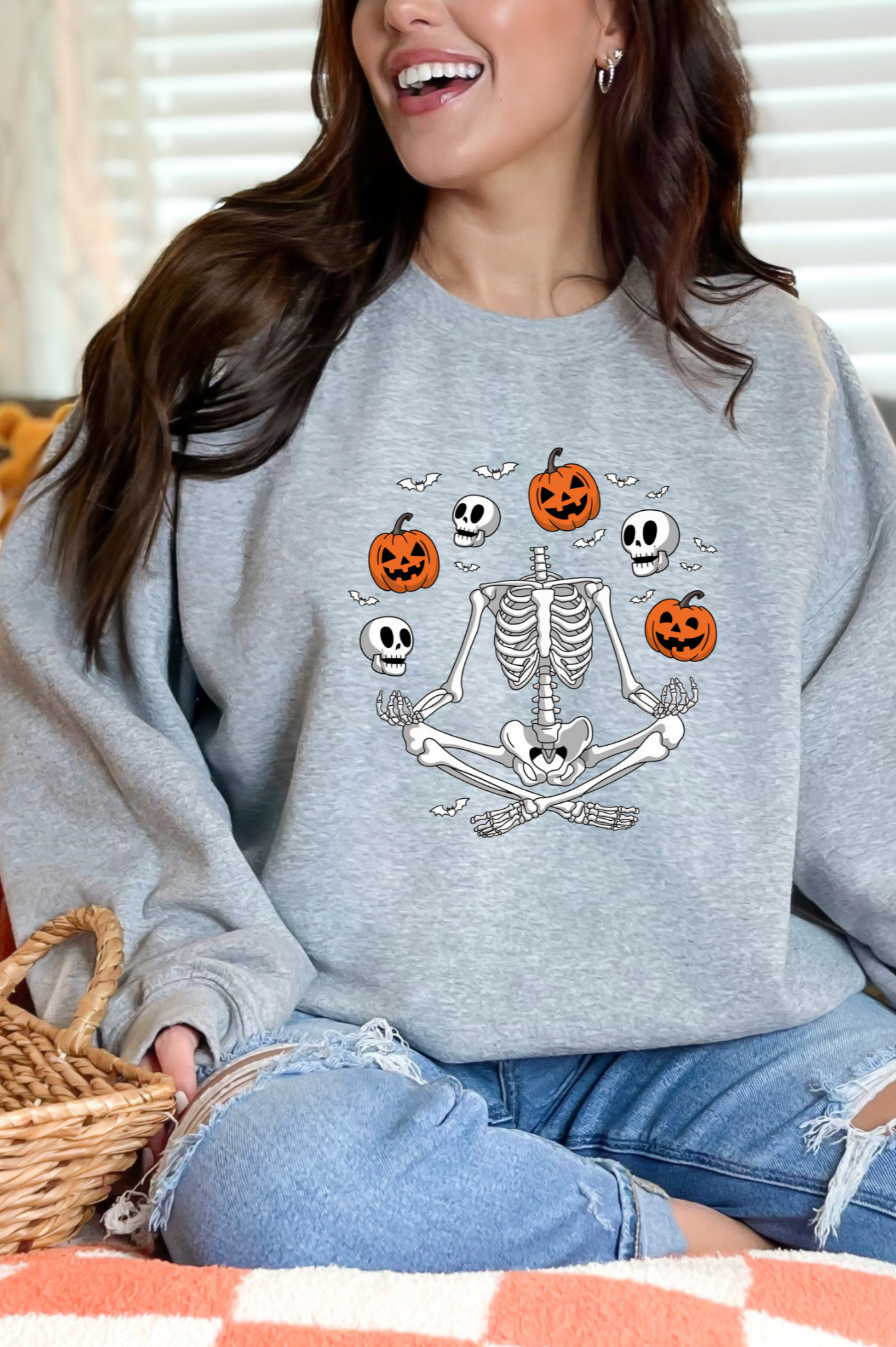 Juggling Skeleton Sweatshirt-Womens-Stay Foxy Boutique, Florissant, Missouri
