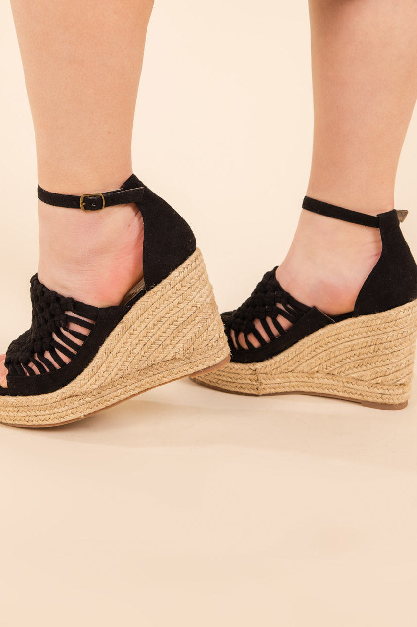 Juti Wedges in Black-140 Wedges-Stay Foxy Boutique, Florissant, Missouri