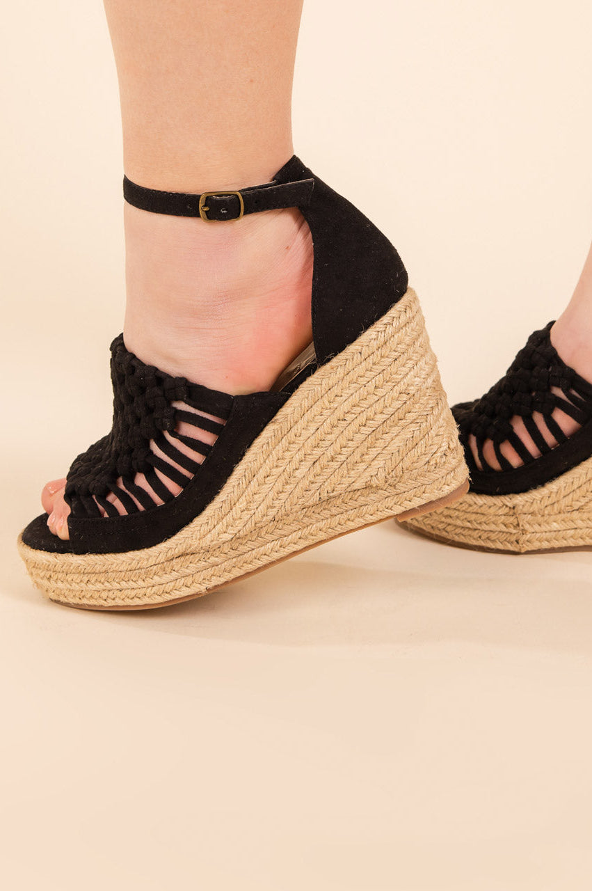 Juti Wedges in Black-140 Wedges-Stay Foxy Boutique, Florissant, Missouri