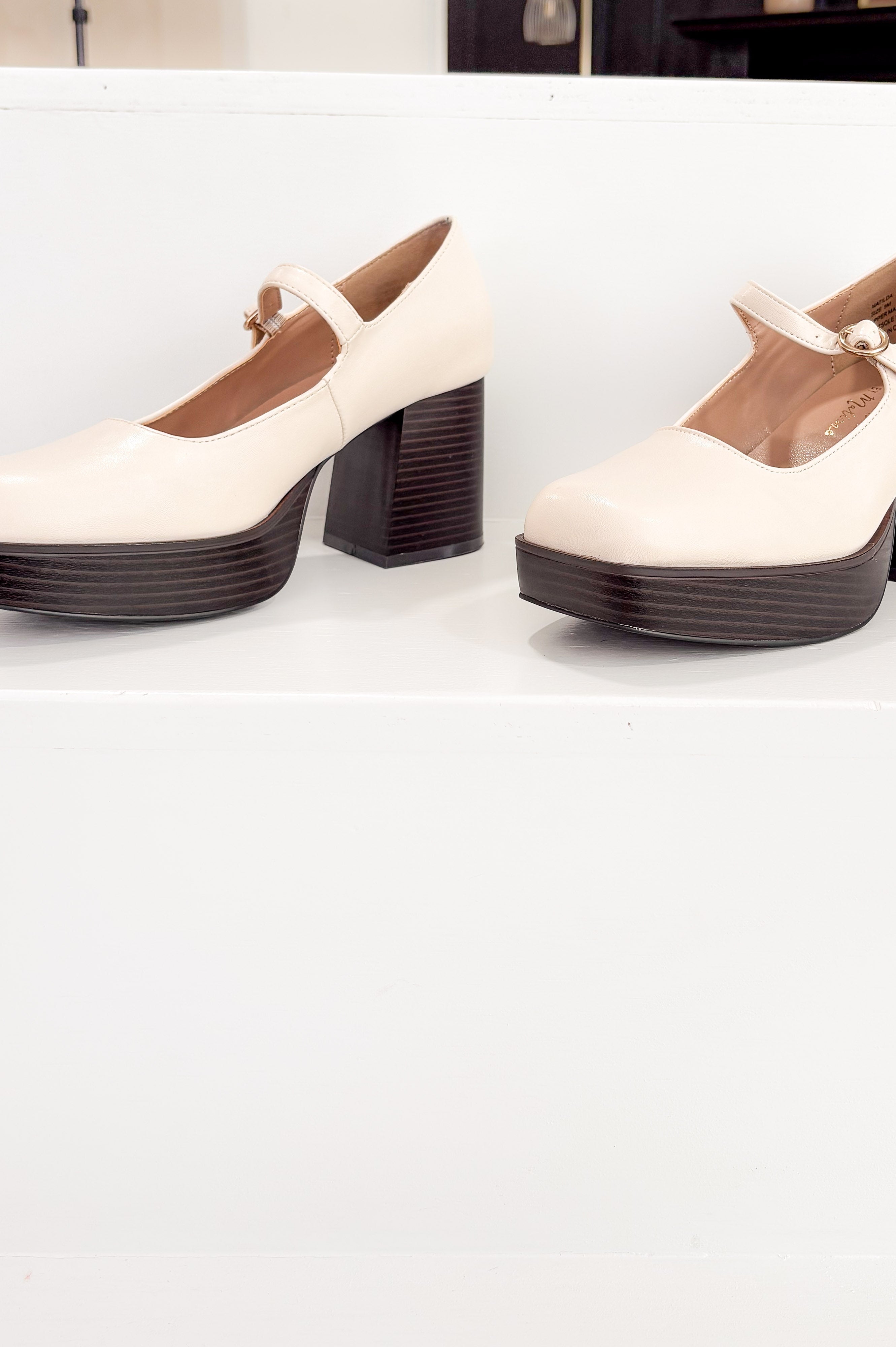 Matilda Platform Heel in Bone-Heel-Stay Foxy Boutique, Florissant, Missouri