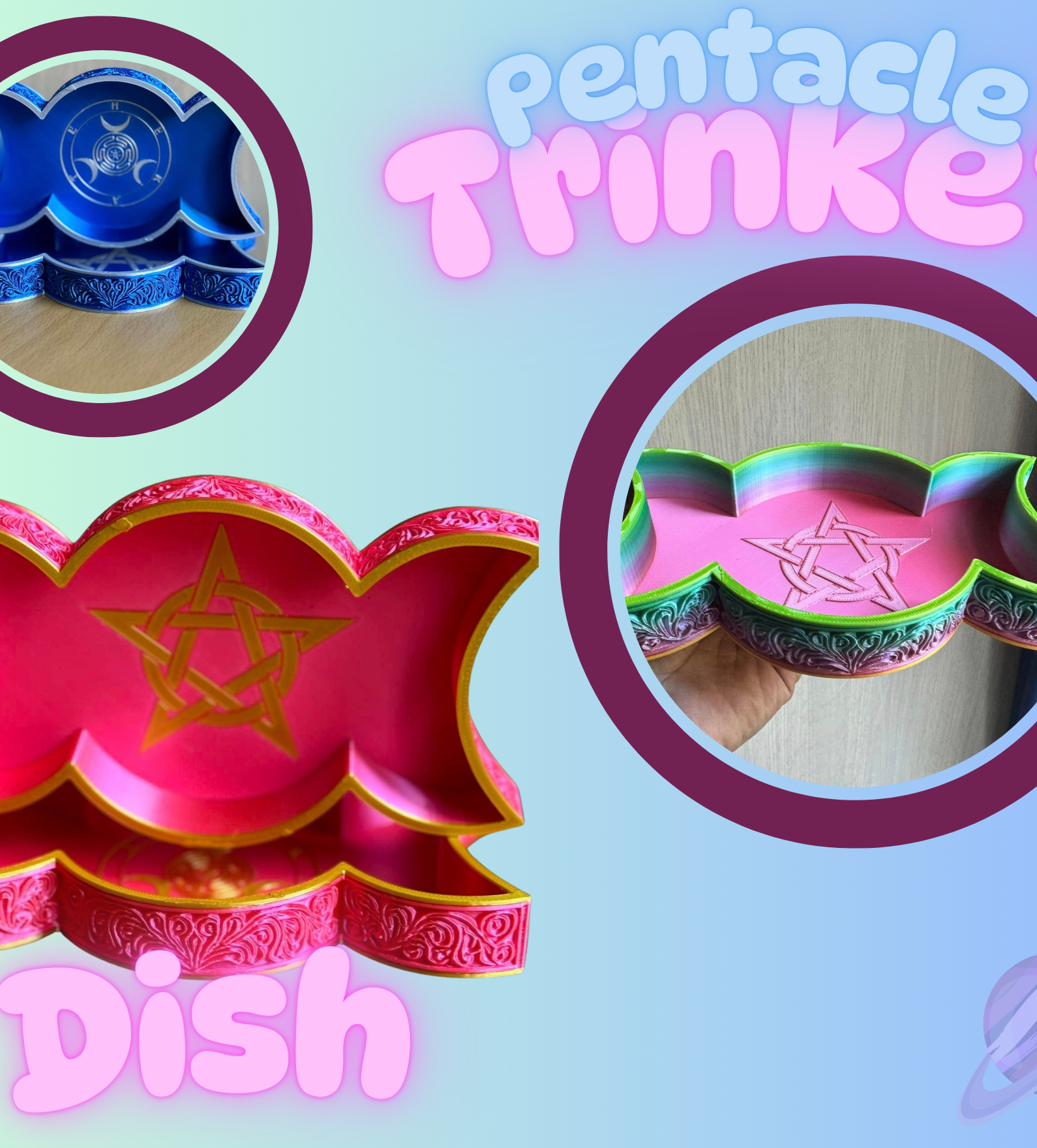 PENTACLE TRINKET DISH HOLDER-3D PRINTED-Stay Foxy Boutique, Florissant, Missouri