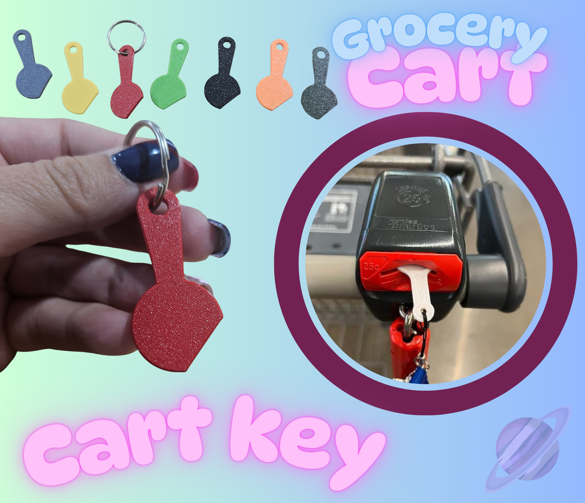 3D PRINTED SHOPPING CART KEYS-3 PACK-Stay Foxy Boutique, Florissant, Missouri