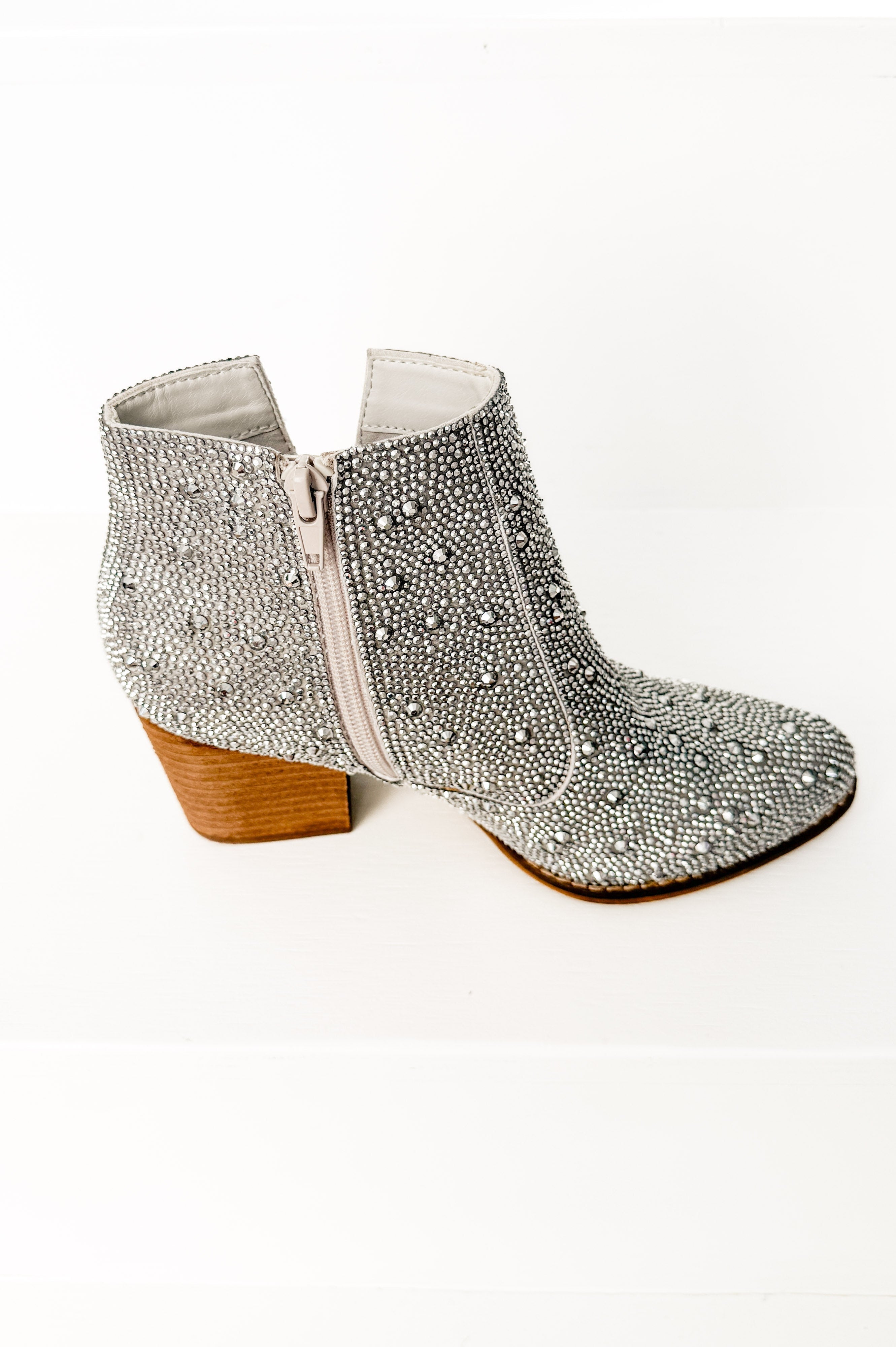 Shine Star Rhinestone Bootie in Silver-Shoes-Stay Foxy Boutique, Florissant, Missouri