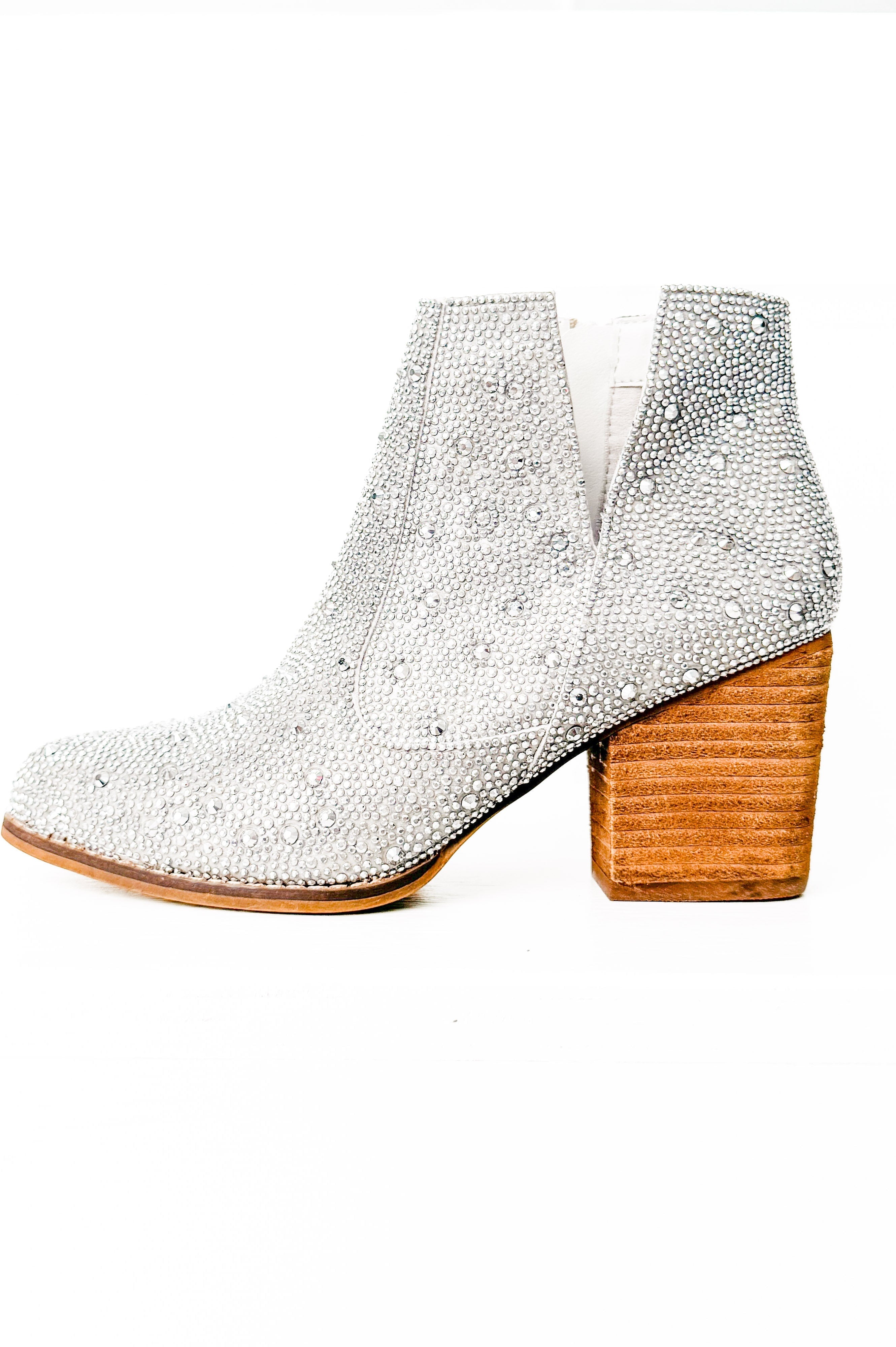 Shine Star Rhinestone Bootie in Silver-Shoes-Stay Foxy Boutique, Florissant, Missouri