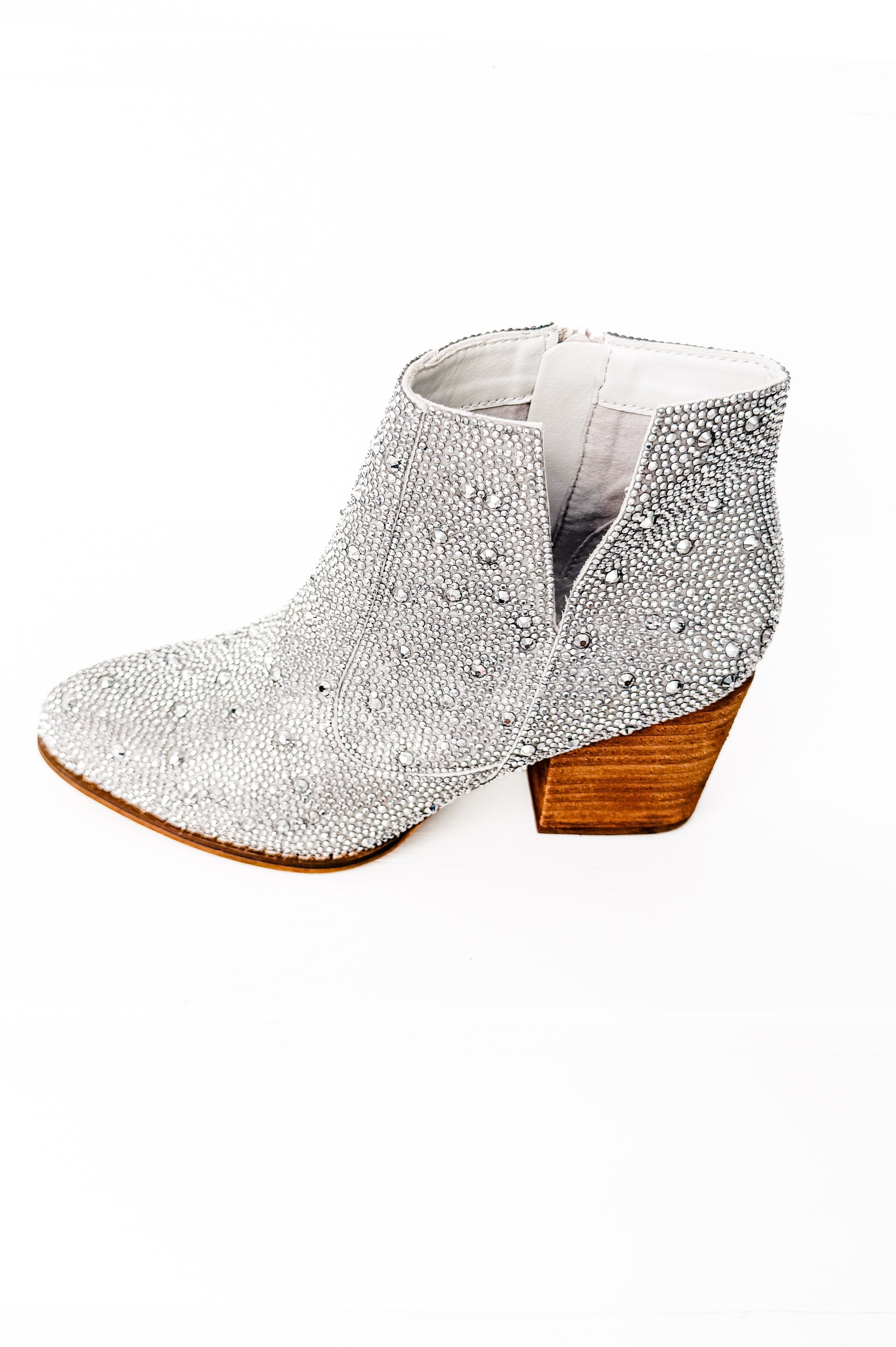 Shine Star Rhinestone Bootie in Silver-Shoes-Stay Foxy Boutique, Florissant, Missouri