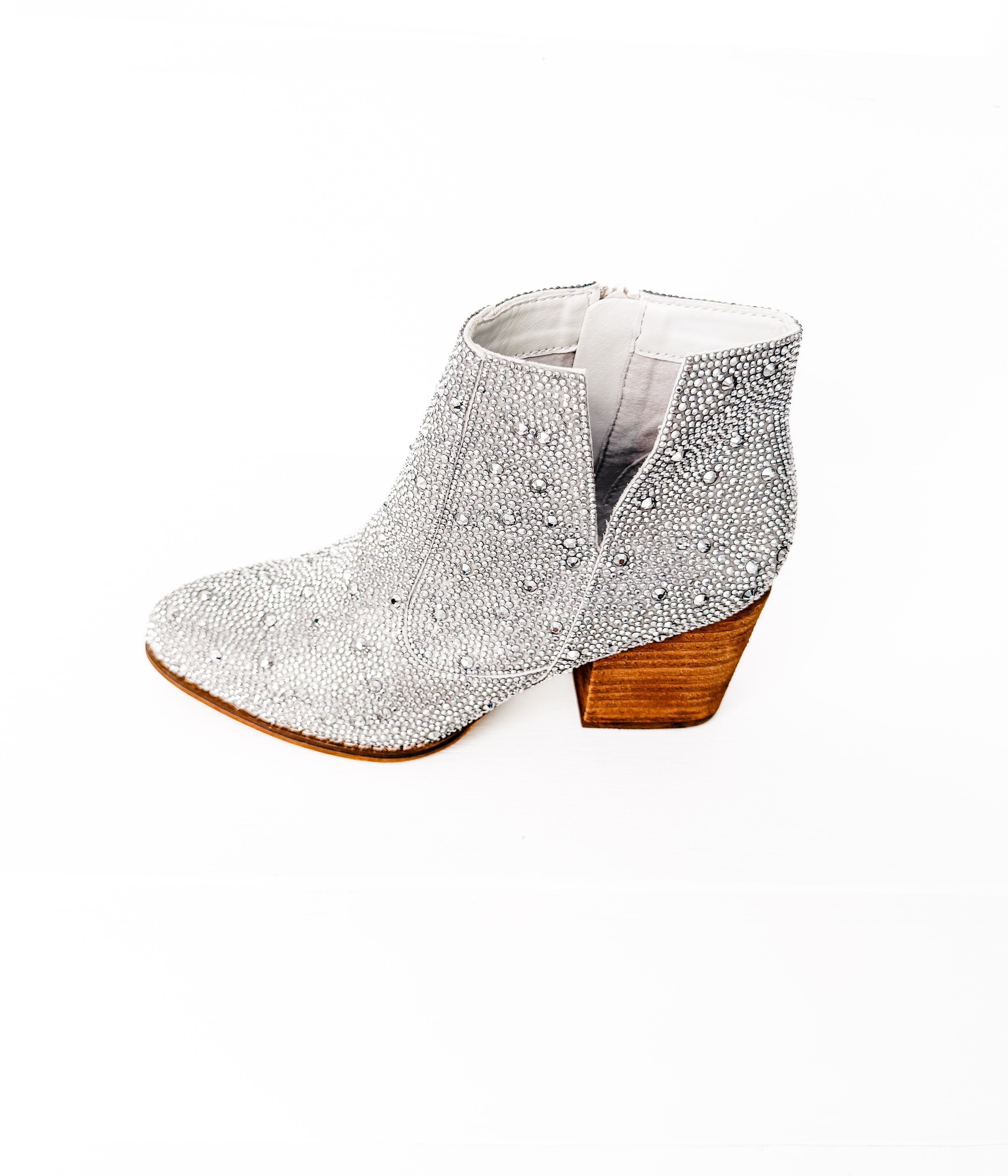 Shine Star Rhinestone Bootie in Silver-Shoes-Stay Foxy Boutique, Florissant, Missouri