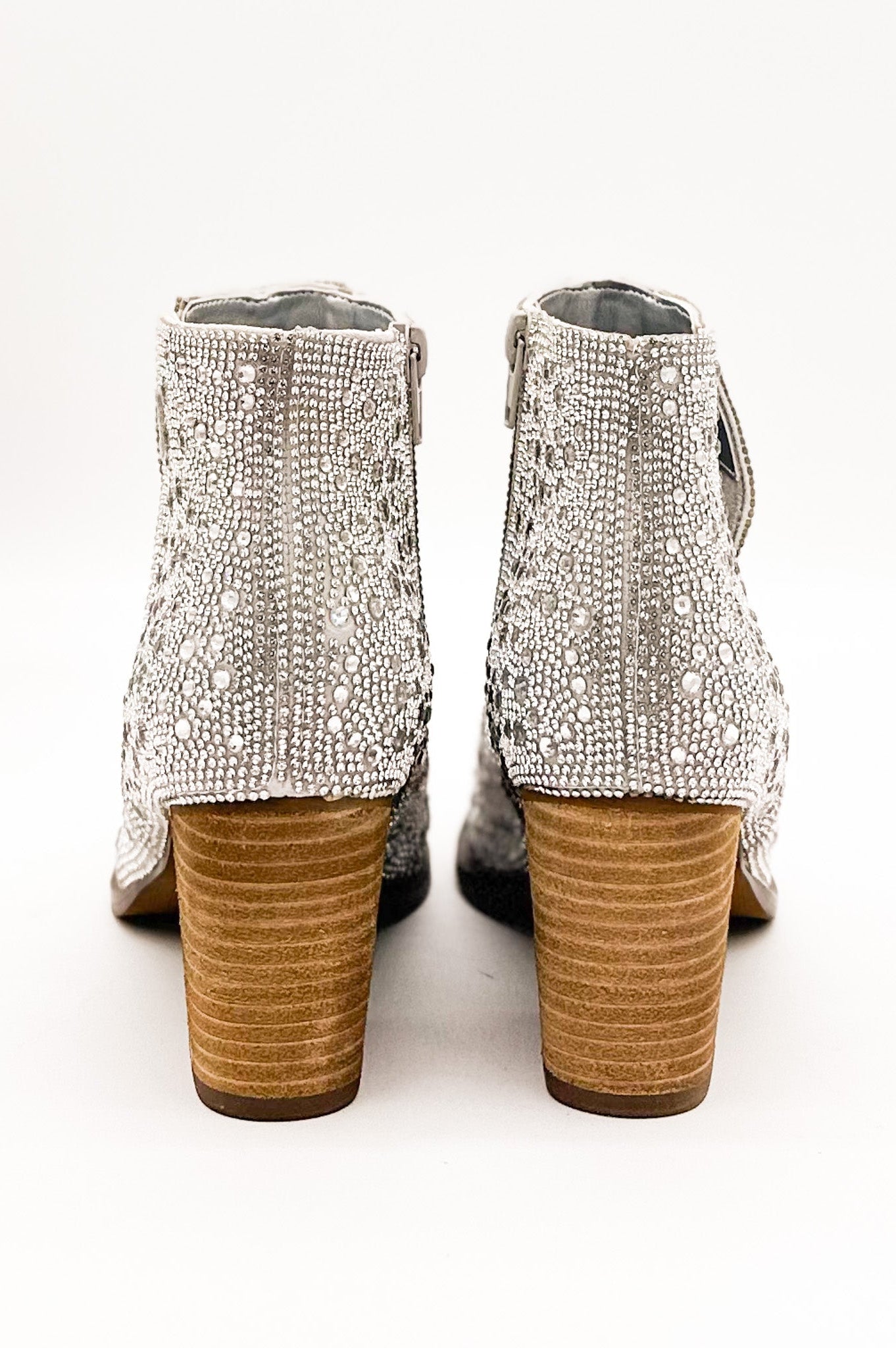 Shine Star Rhinestone Bootie in Silver-Shoes-Stay Foxy Boutique, Florissant, Missouri