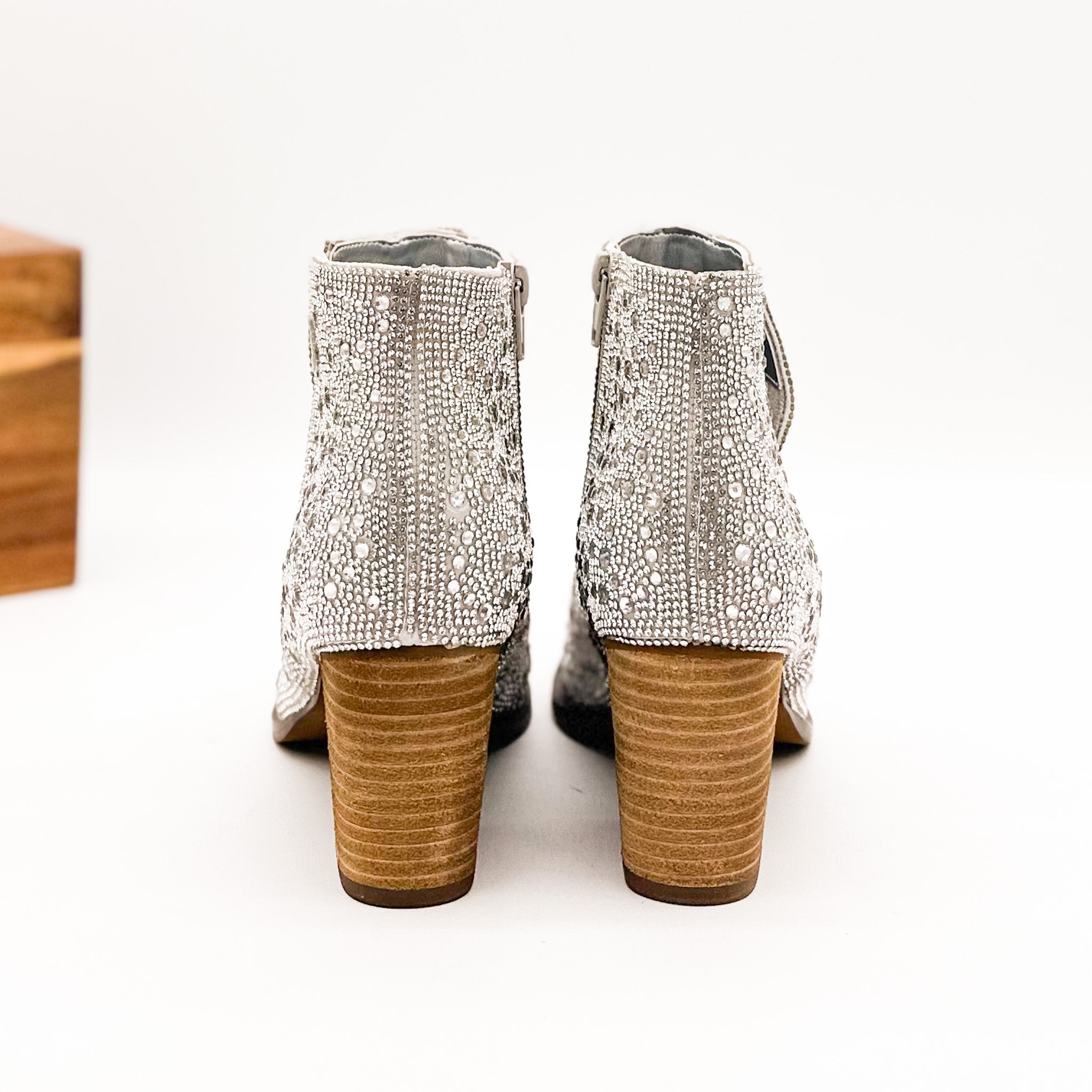 Shine Star Rhinestone Bootie in Silver-Shoes-Stay Foxy Boutique, Florissant, Missouri