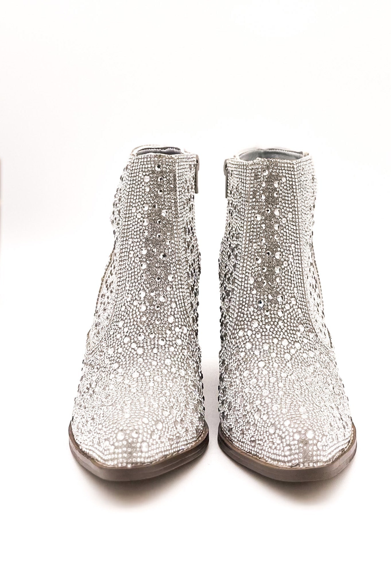 Shine Star Rhinestone Bootie in Silver-Shoes-Stay Foxy Boutique, Florissant, Missouri