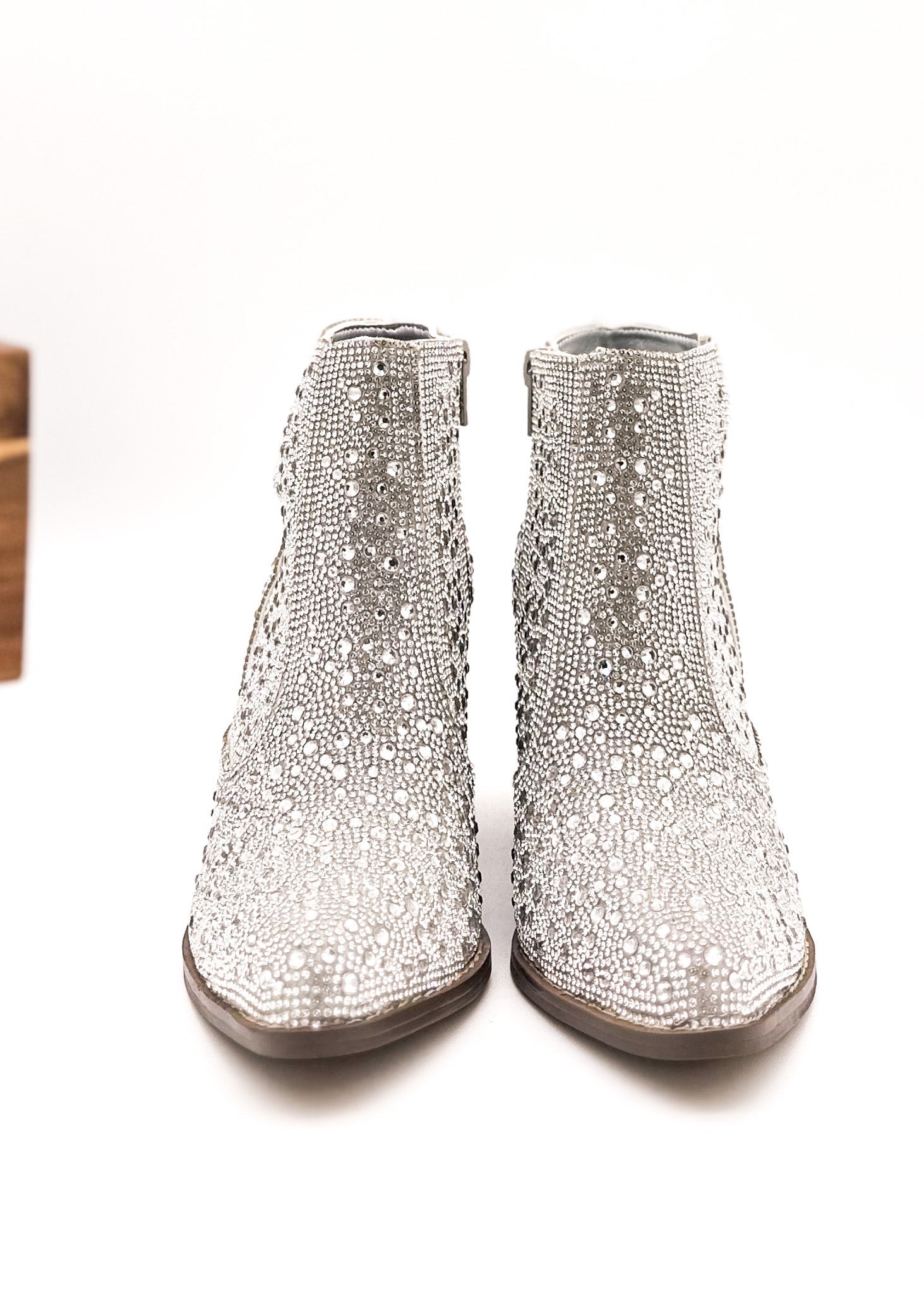 Shine Star Rhinestone Bootie in Silver-Shoes-Stay Foxy Boutique, Florissant, Missouri