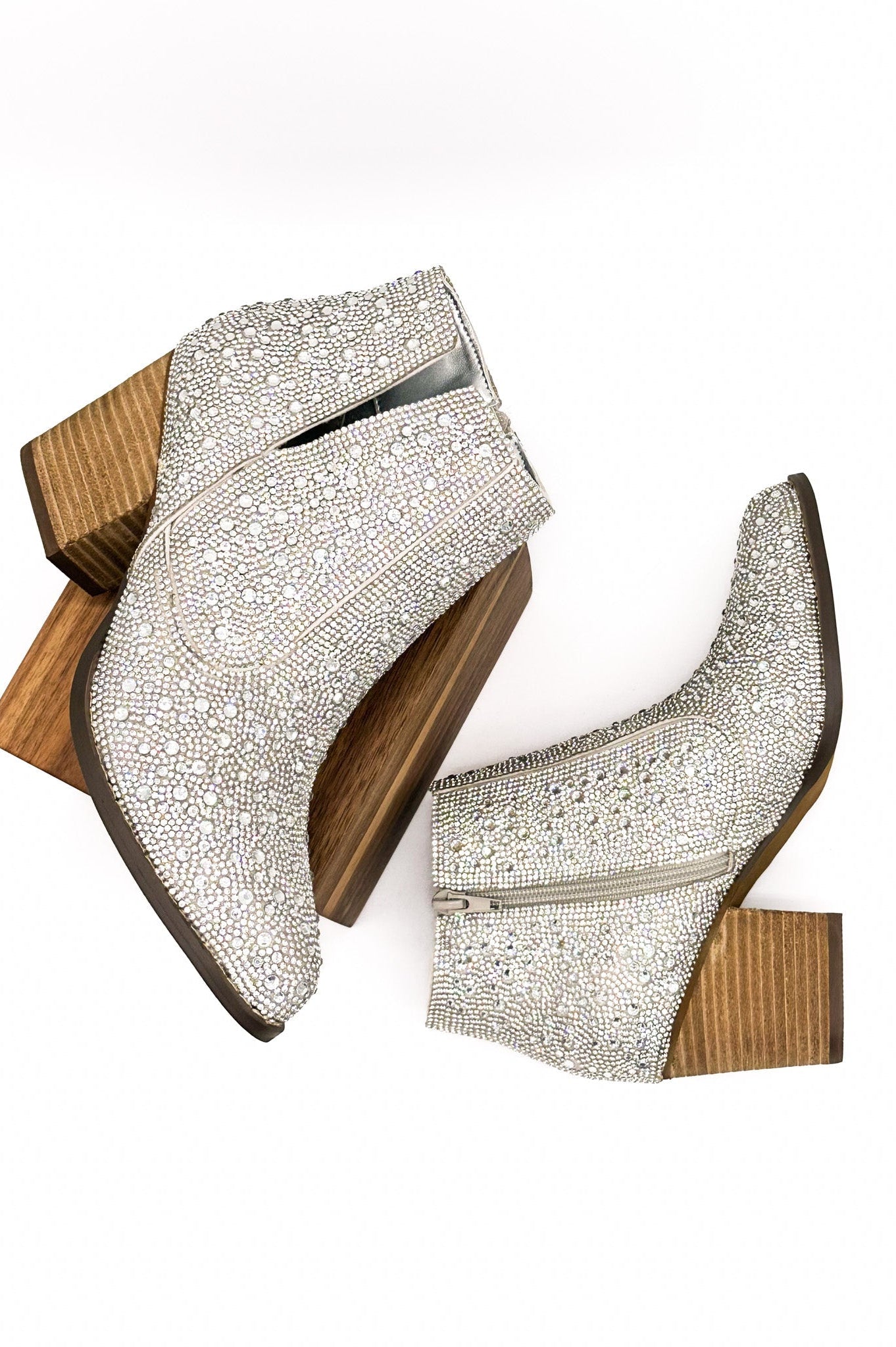 Shine Star Rhinestone Bootie in Silver-Shoes-Stay Foxy Boutique, Florissant, Missouri