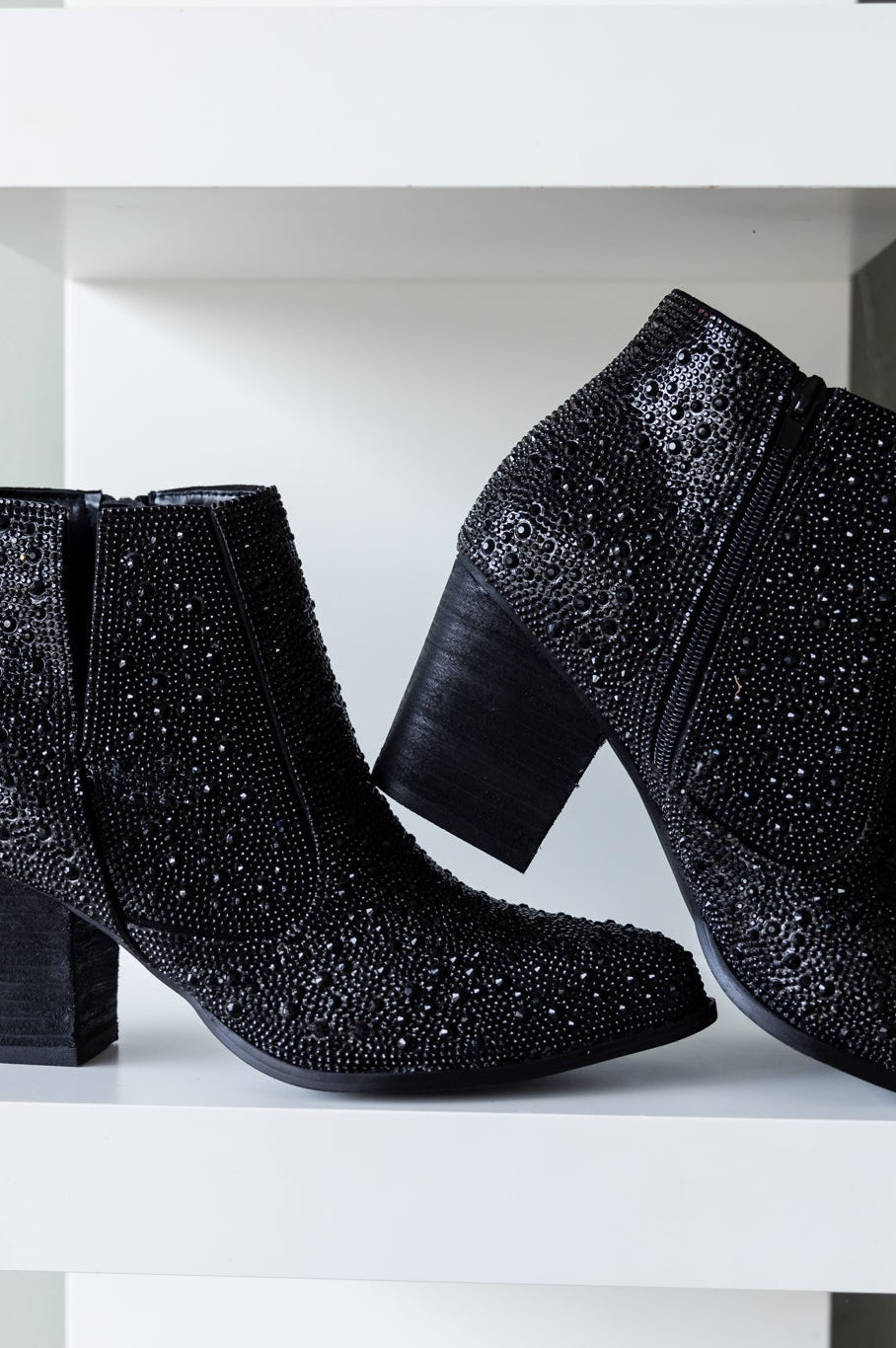 Shine Star Rhinestone Bootie in Black-Shoes-Stay Foxy Boutique, Florissant, Missouri
