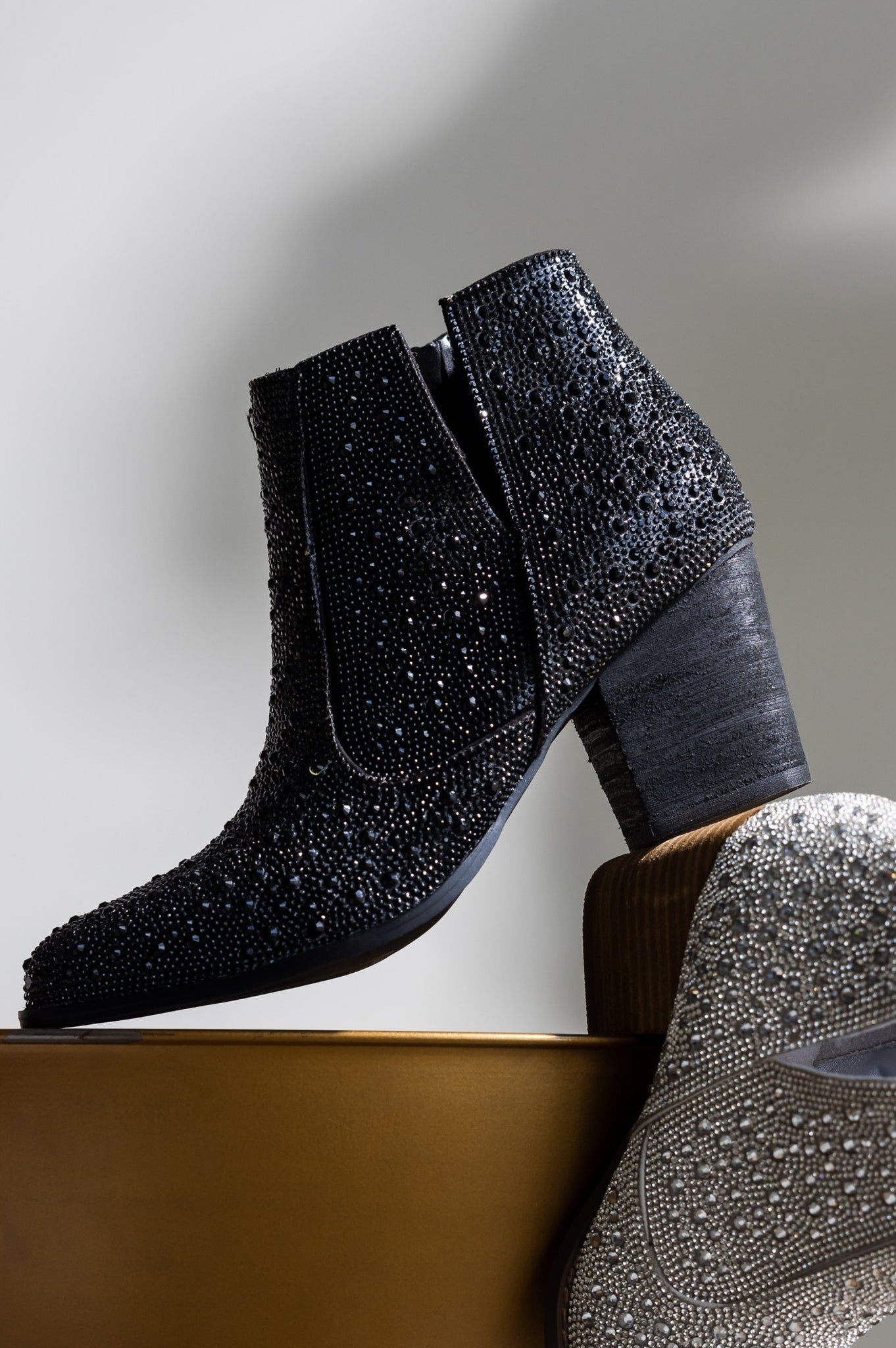 Shine Star Rhinestone Bootie in Black-Shoes-Stay Foxy Boutique, Florissant, Missouri