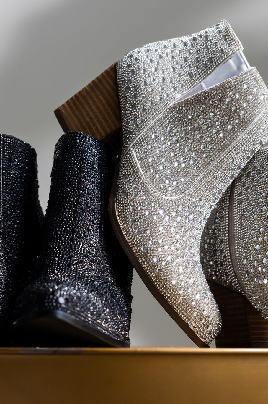 Shine Star Rhinestone Bootie in Black-Shoes-Stay Foxy Boutique, Florissant, Missouri