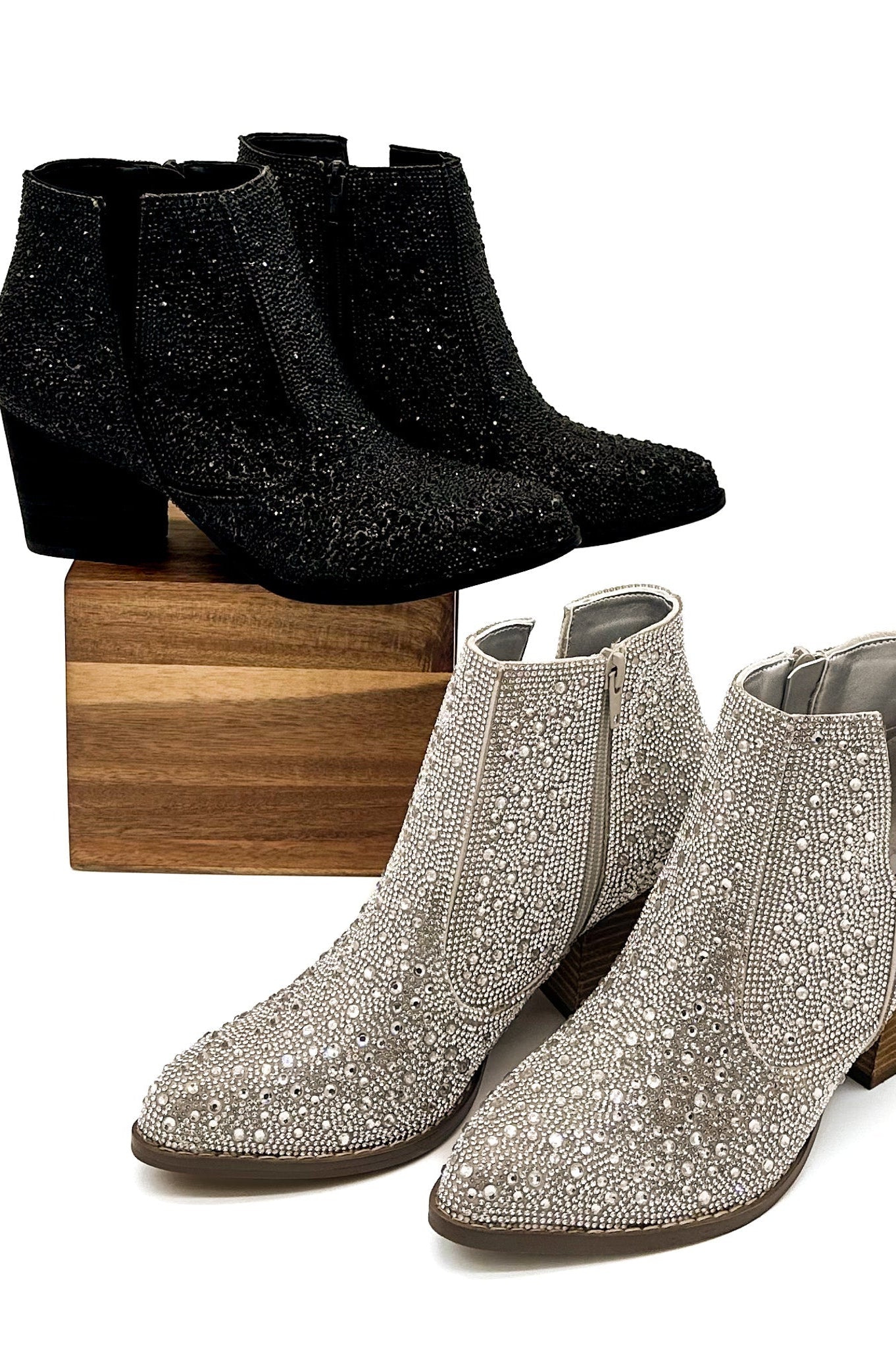 Shine Star Rhinestone Bootie in Black-Shoes-Stay Foxy Boutique, Florissant, Missouri