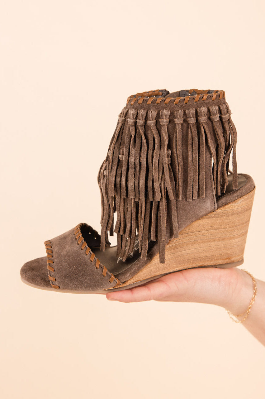 True Fringe Wedge in Taupe-140 Wedges-Stay Foxy Boutique, Florissant, Missouri