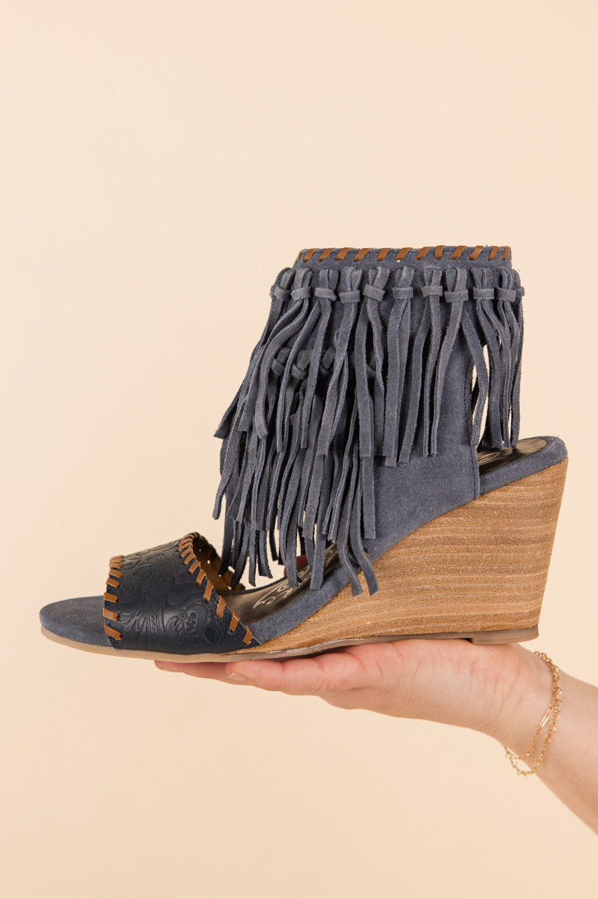 True Fringe Wedge in Denim-140 Wedges-Stay Foxy Boutique, Florissant, Missouri