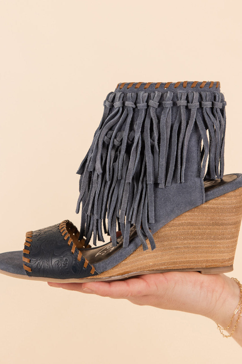 True Fringe Wedge in Denim-140 Wedges-Stay Foxy Boutique, Florissant, Missouri