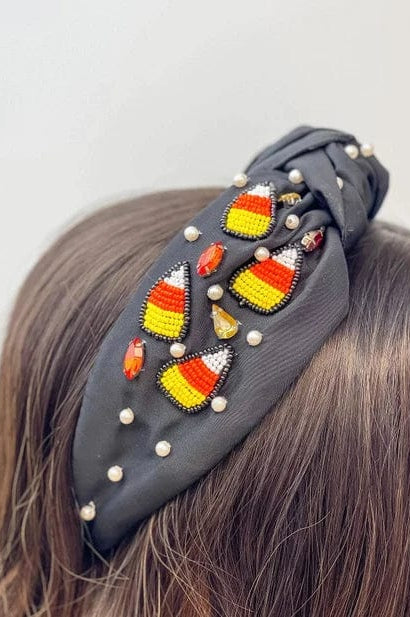 Candy Corn & Rhinestone Top Knot Headband in Two Colors-Womens-Stay Foxy Boutique, Florissant, Missouri