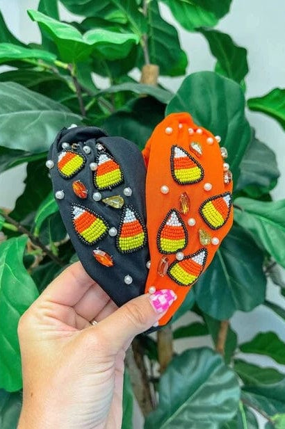 Candy Corn & Rhinestone Top Knot Headband in Two Colors-Womens-Stay Foxy Boutique, Florissant, Missouri