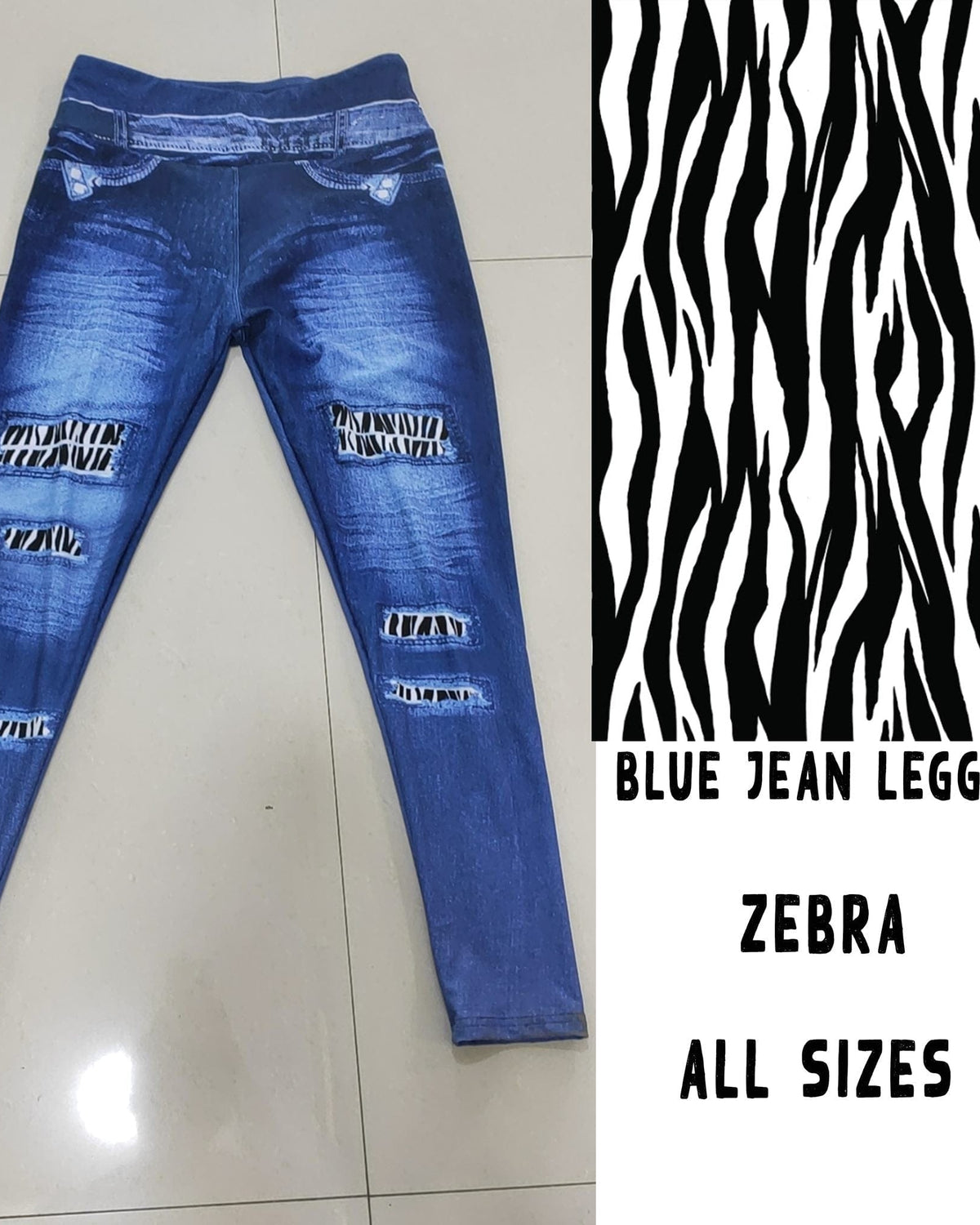 LEGGING JEAN RUN-ZEBRA (ACTIVE BACK POCKETS)-Stay Foxy Boutique, Florissant, Missouri