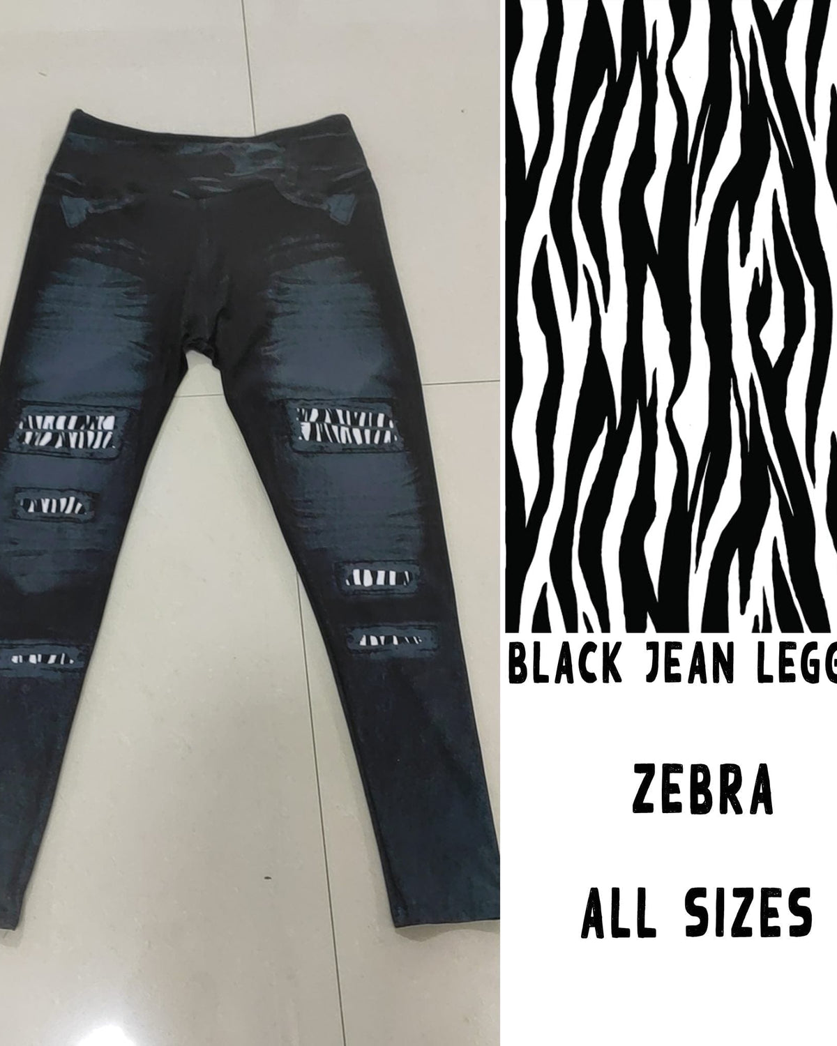LEGGING JEAN RUN-ZEBRA (ACTIVE BACK POCKETS)-Stay Foxy Boutique, Florissant, Missouri