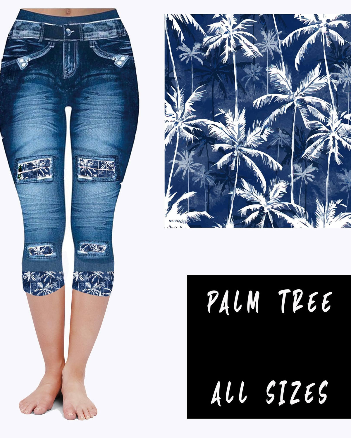 LEGGING JEAN RUN-PALM TREE (ACTIVE BACK POCKETS)-Stay Foxy Boutique, Florissant, Missouri