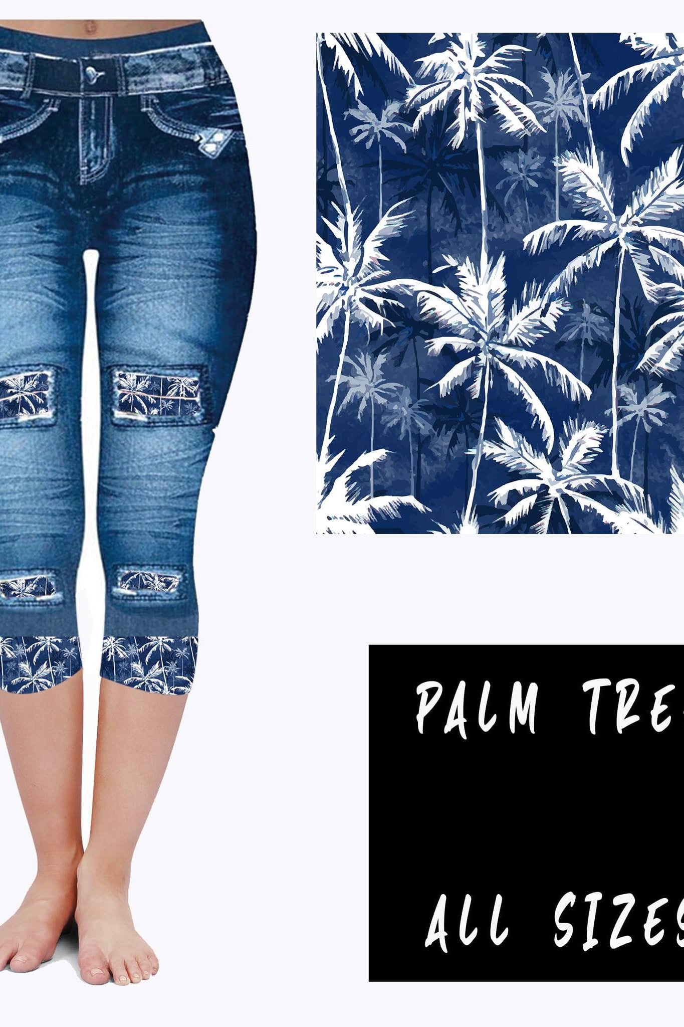 LEGGING JEAN RUN-PALM TREE (ACTIVE BACK POCKETS)-Stay Foxy Boutique, Florissant, Missouri